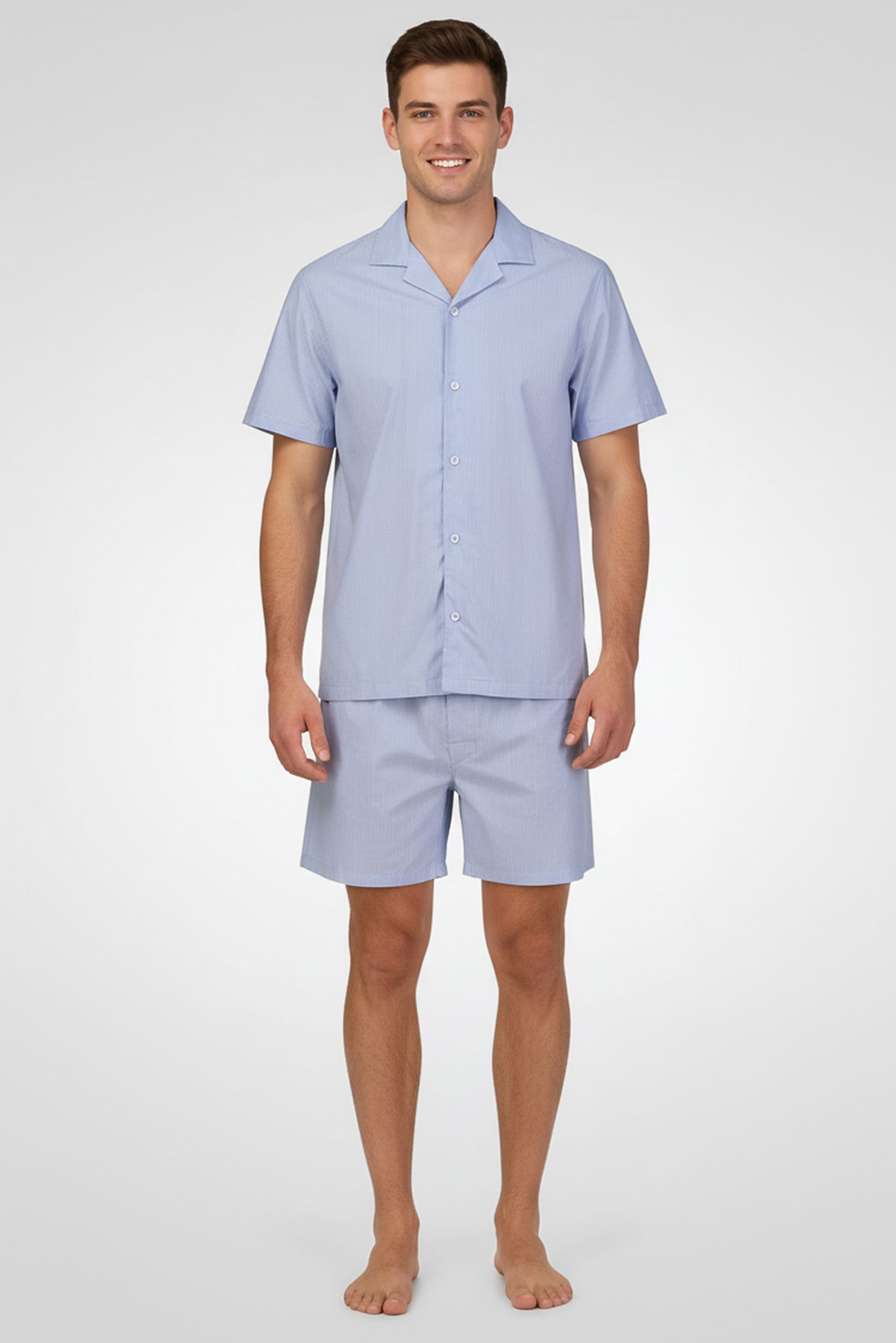 Men 2 Pieces Stripe Top And Bottom Pyjama Set, Lavender