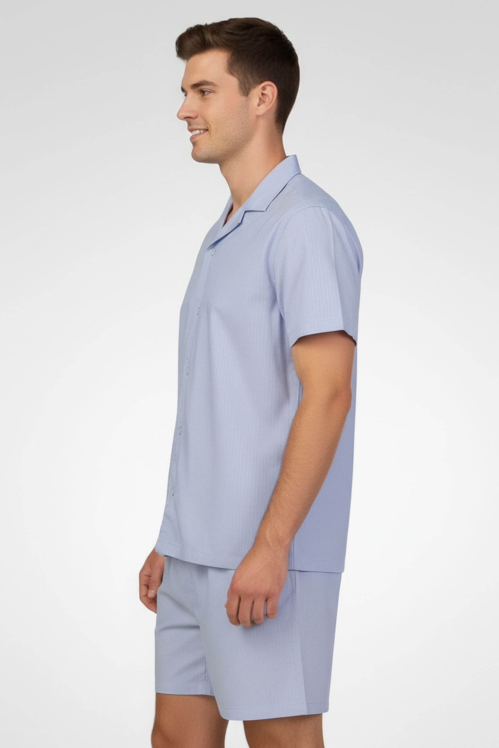 Men 2 Pieces Stripe Top And Bottom Pyjama Set, Lavender