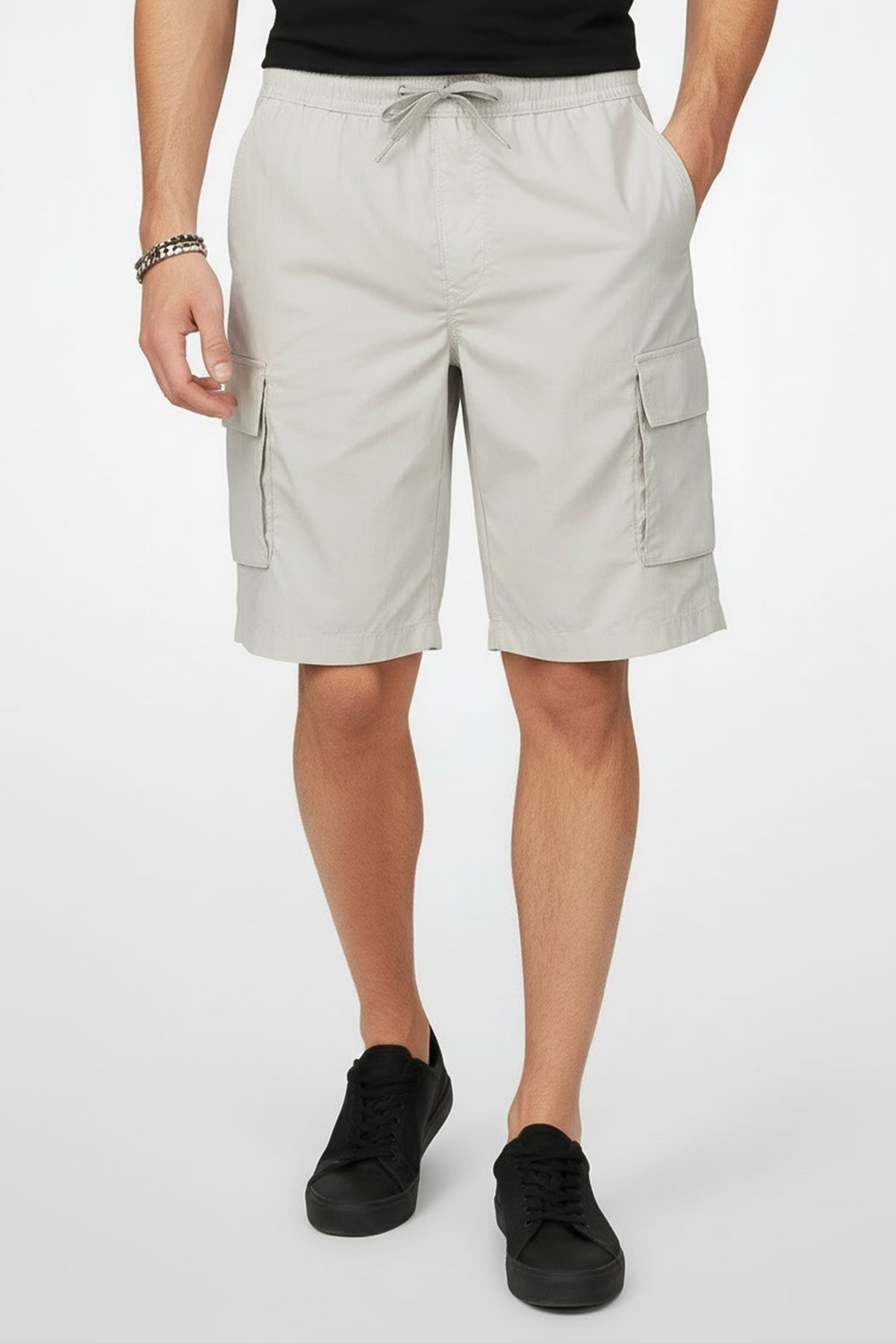 Men Plain Cargo Shorts, Grey