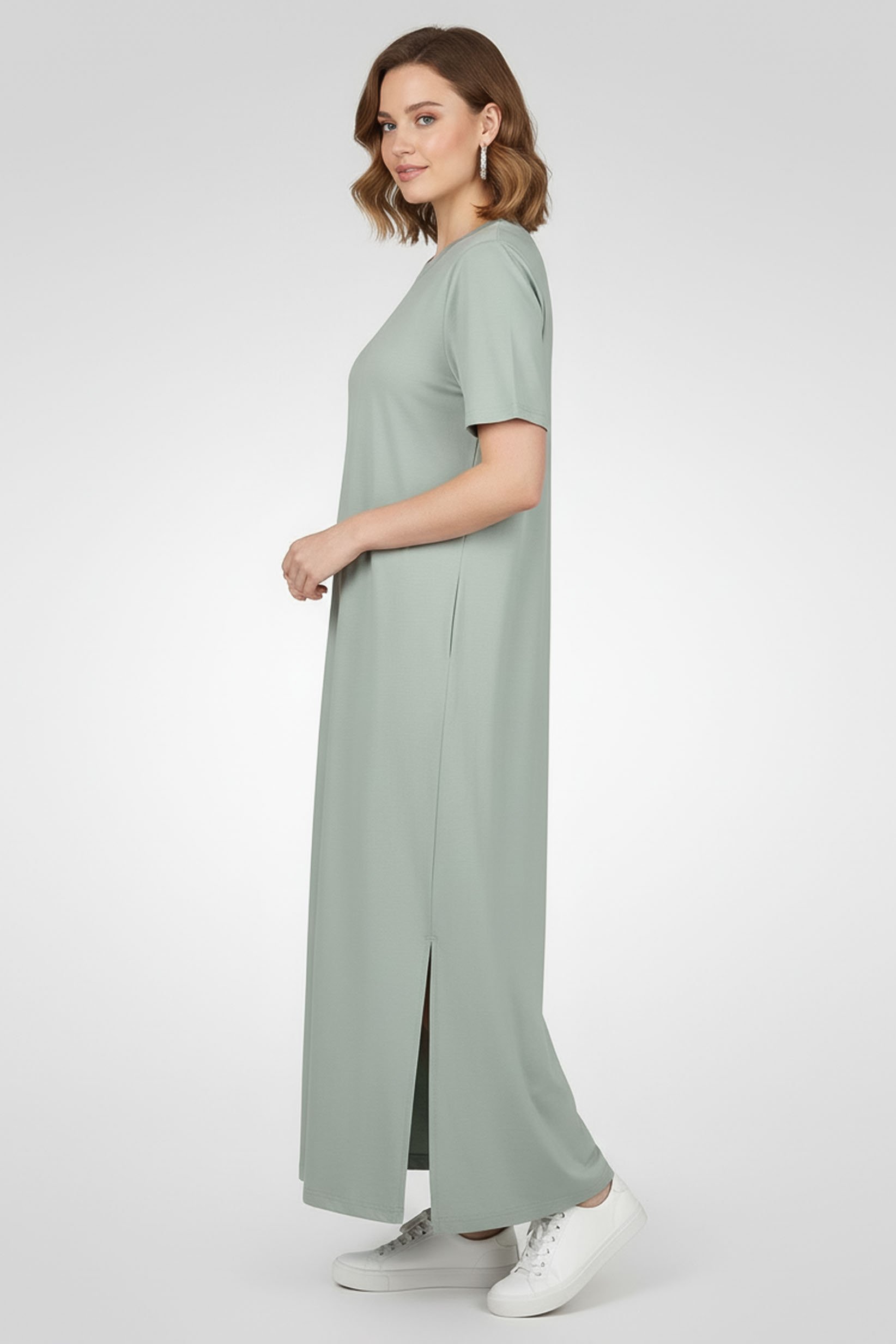 Comforts by Fudo Women Solid Shirt Dress, Green