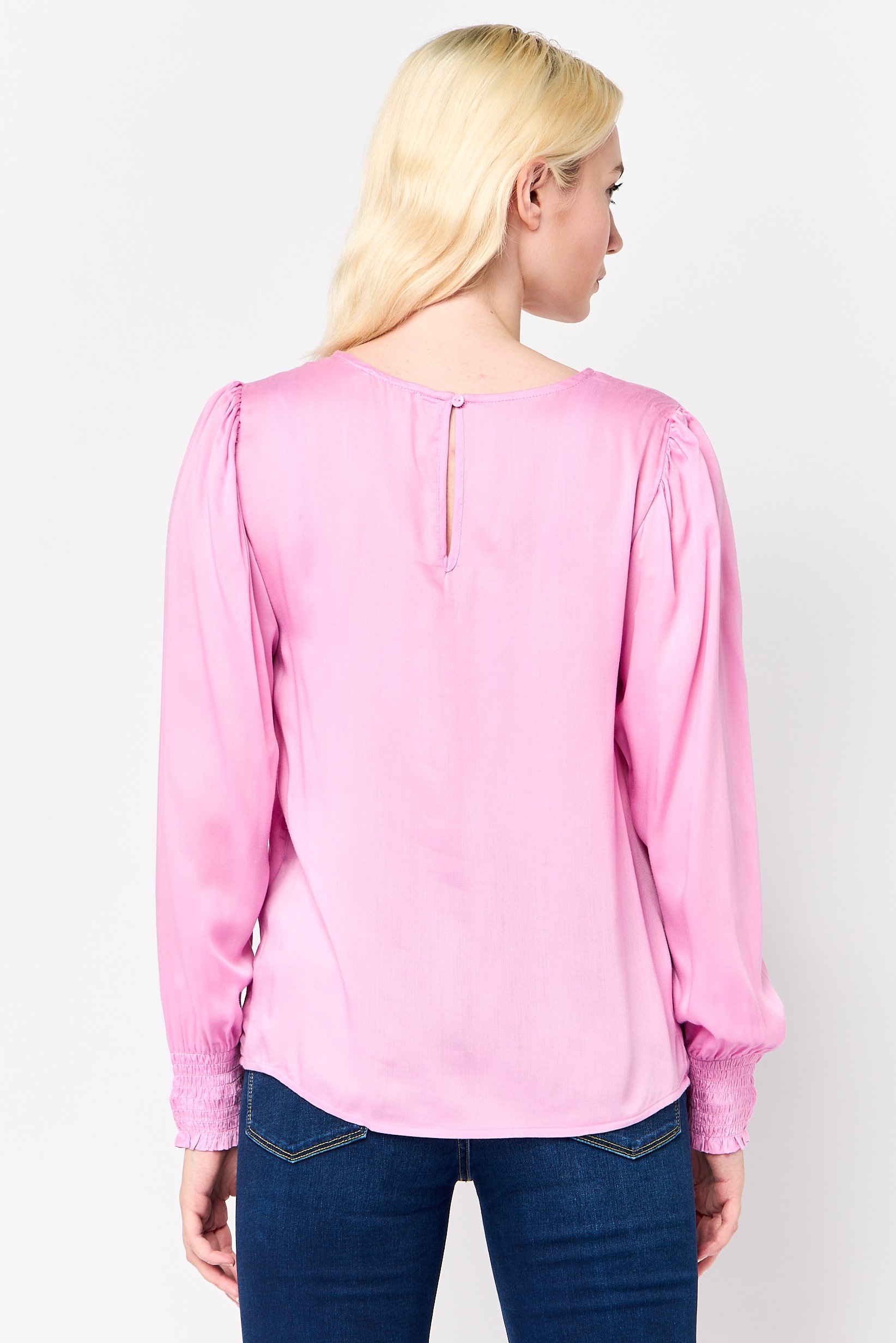Women Split Neck Long Sleeve Plain Top, Lilac