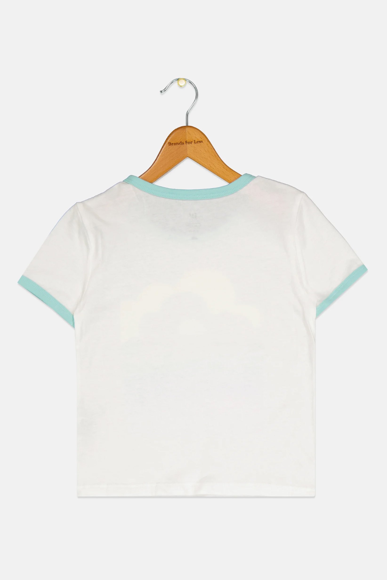 Kids Girl Round Neck Short Sleeves Graphic Print Top, White