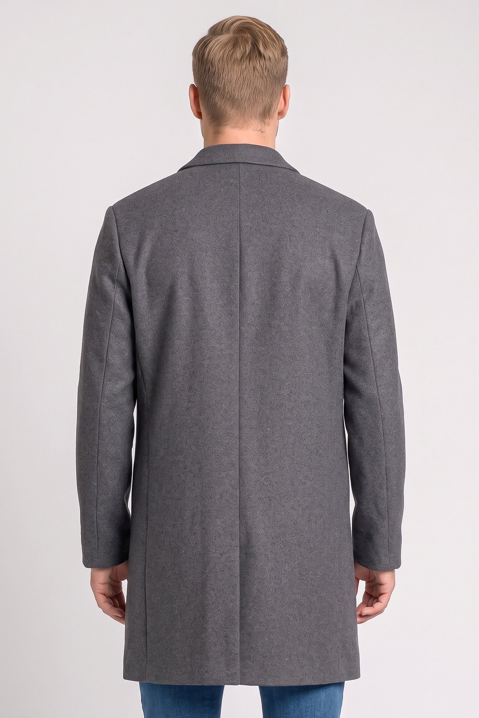 Men Textured Trench Coat, Grey