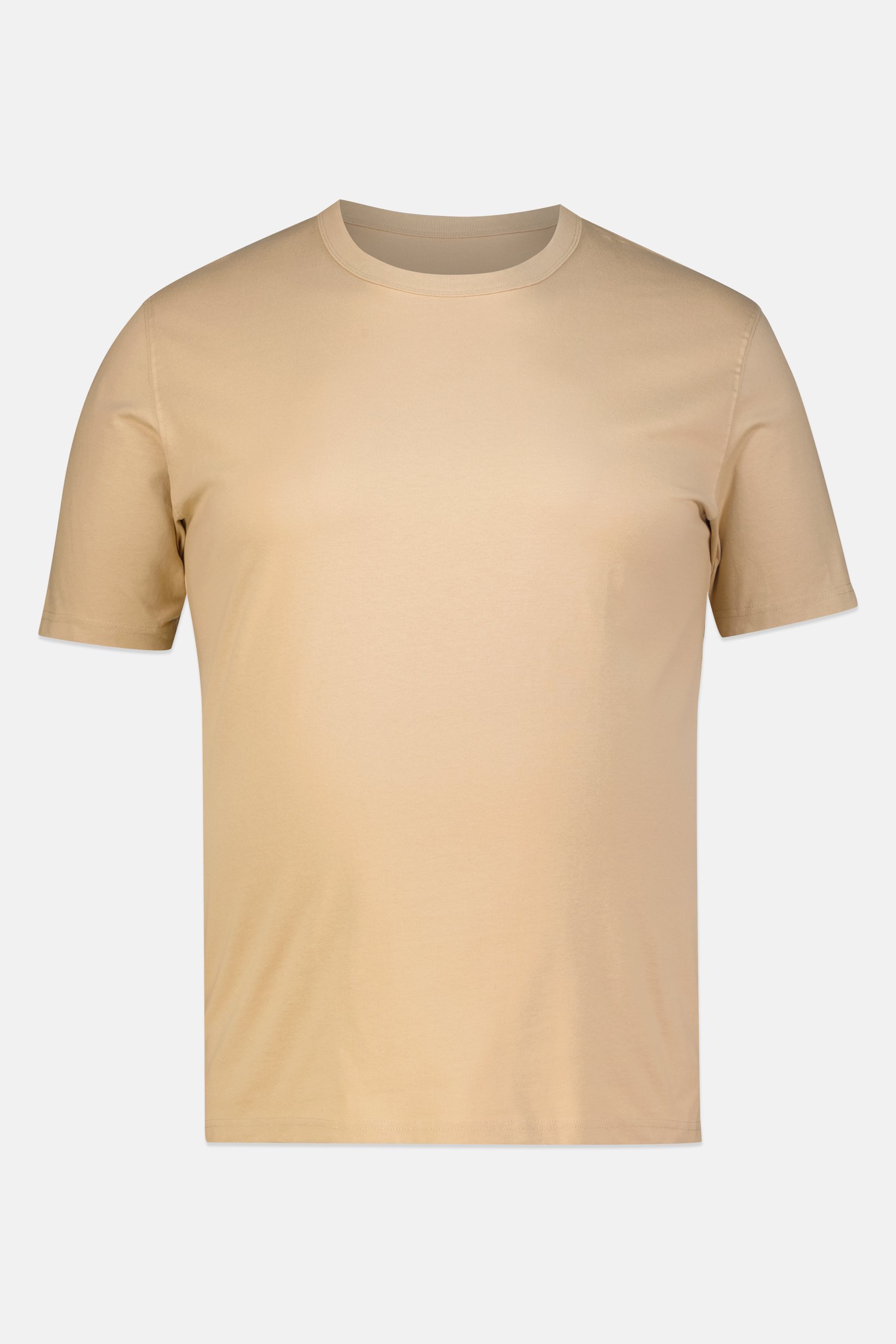 Men Crew Neck Short Sleeve Solid T-Shirt, Beige