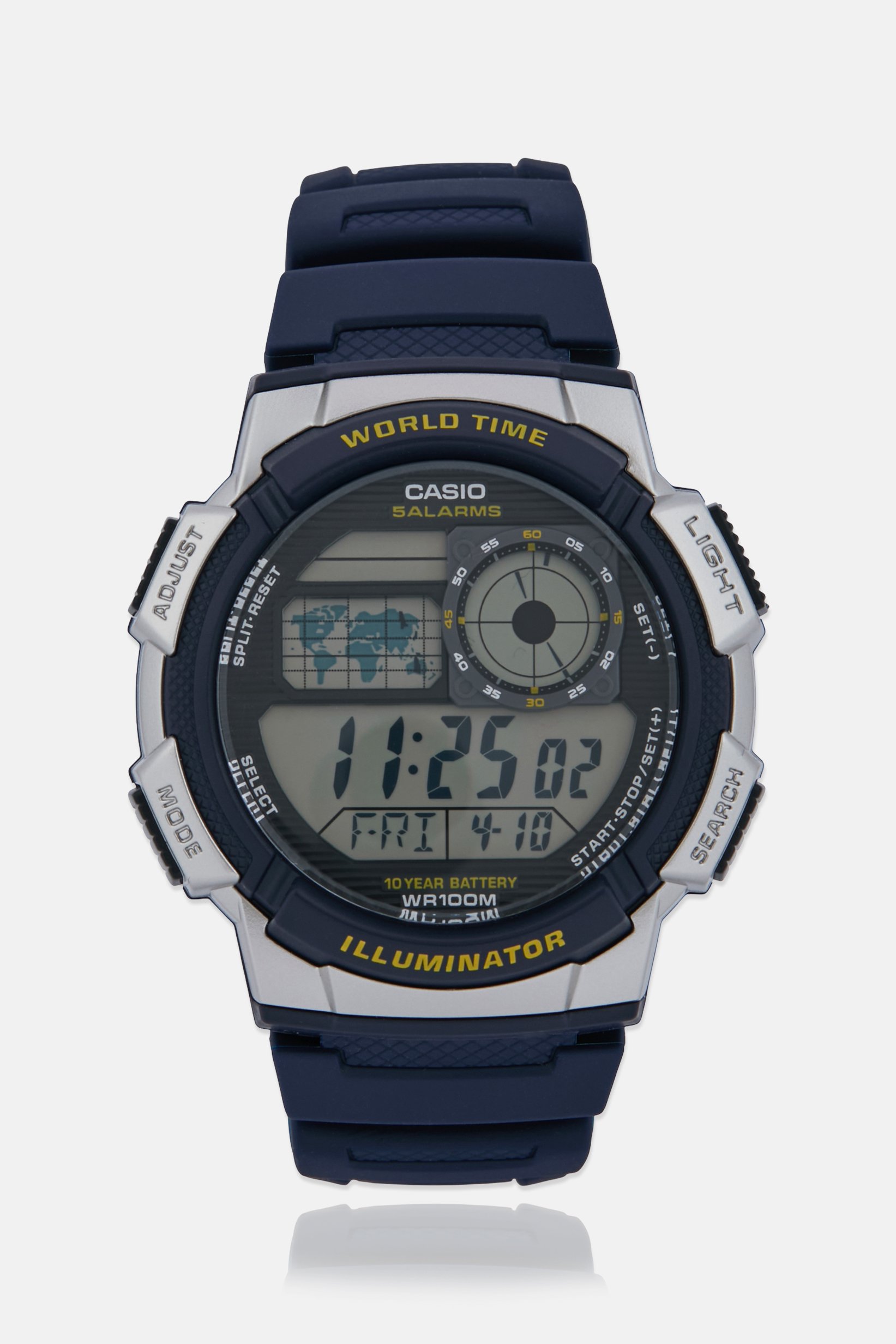 Men AE1000W2AVDF Silicone Digital Watch 48 mm, Navy