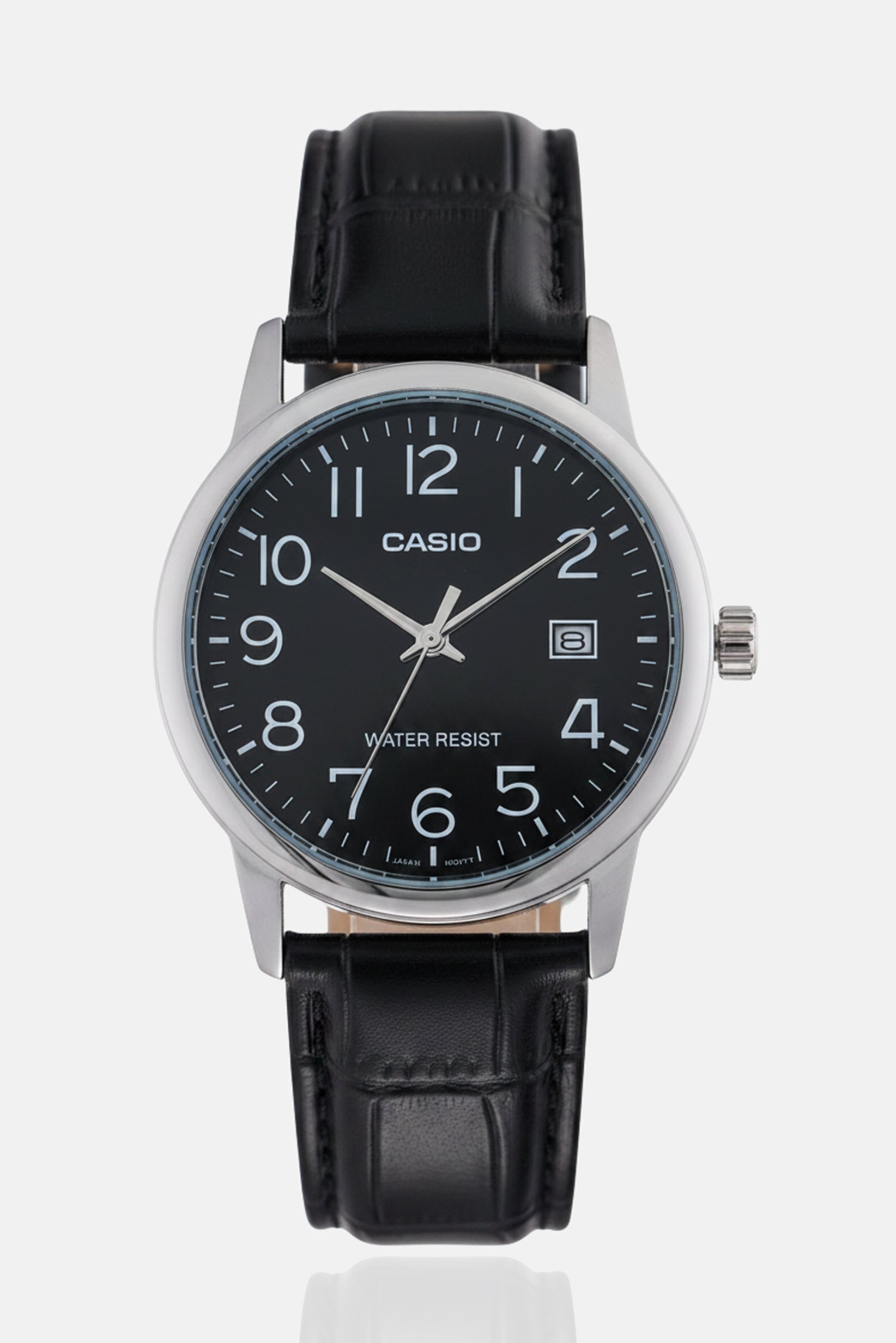 Men MTPV002L1BUDF Leather Analog Watch 36 mm, Black
