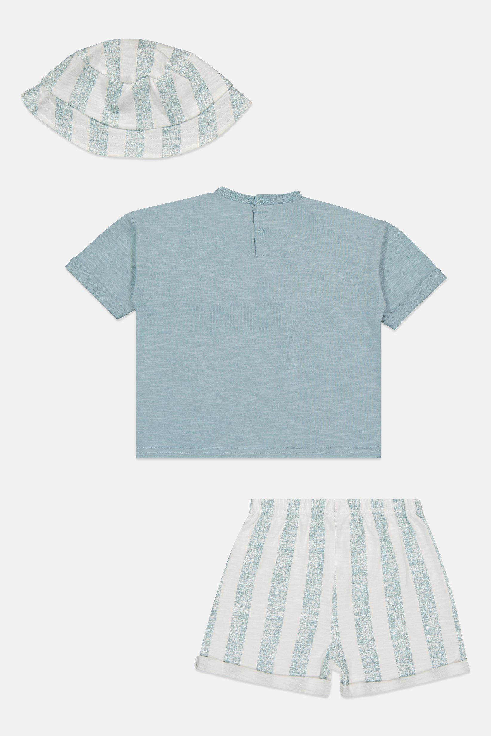 Toddlers Boy 3 Pieces Graphic Print T-Shirt,Shorts and Bucket Hat Set, Multicolor