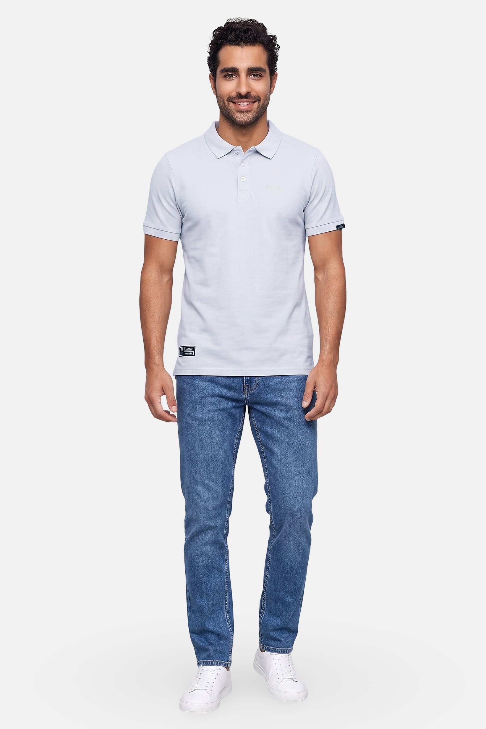 Men Regular Fit Embroidered Logo Short Sleeve Polo Shirt, Pale Blue