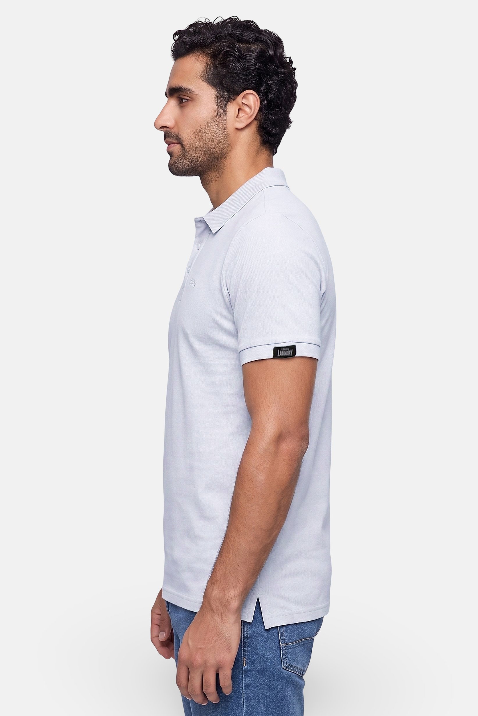Men Regular Fit Embroidered Logo Short Sleeve Polo Shirt, Pale Blue