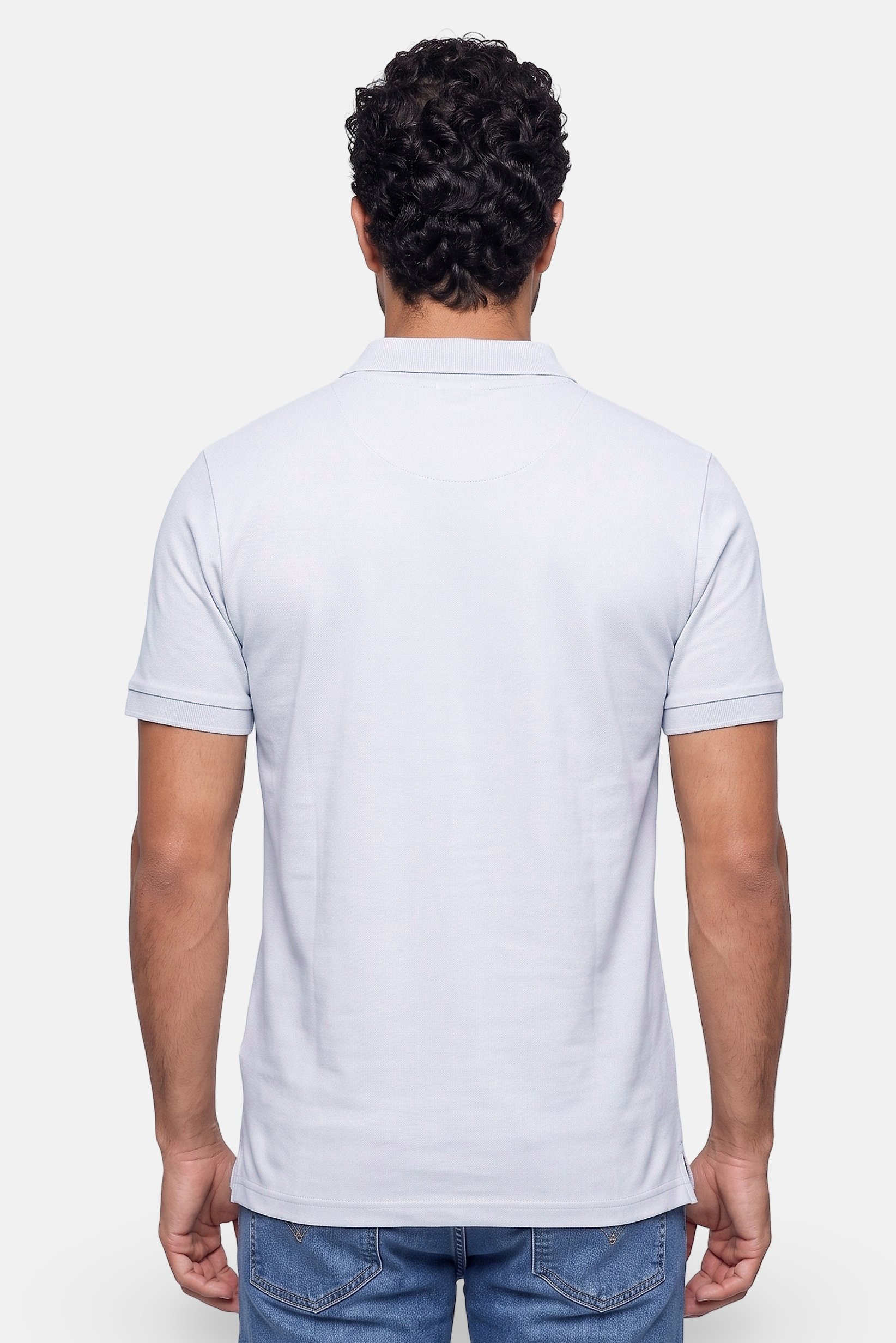 Men Regular Fit Embroidered Logo Short Sleeve Polo Shirt, Pale Blue