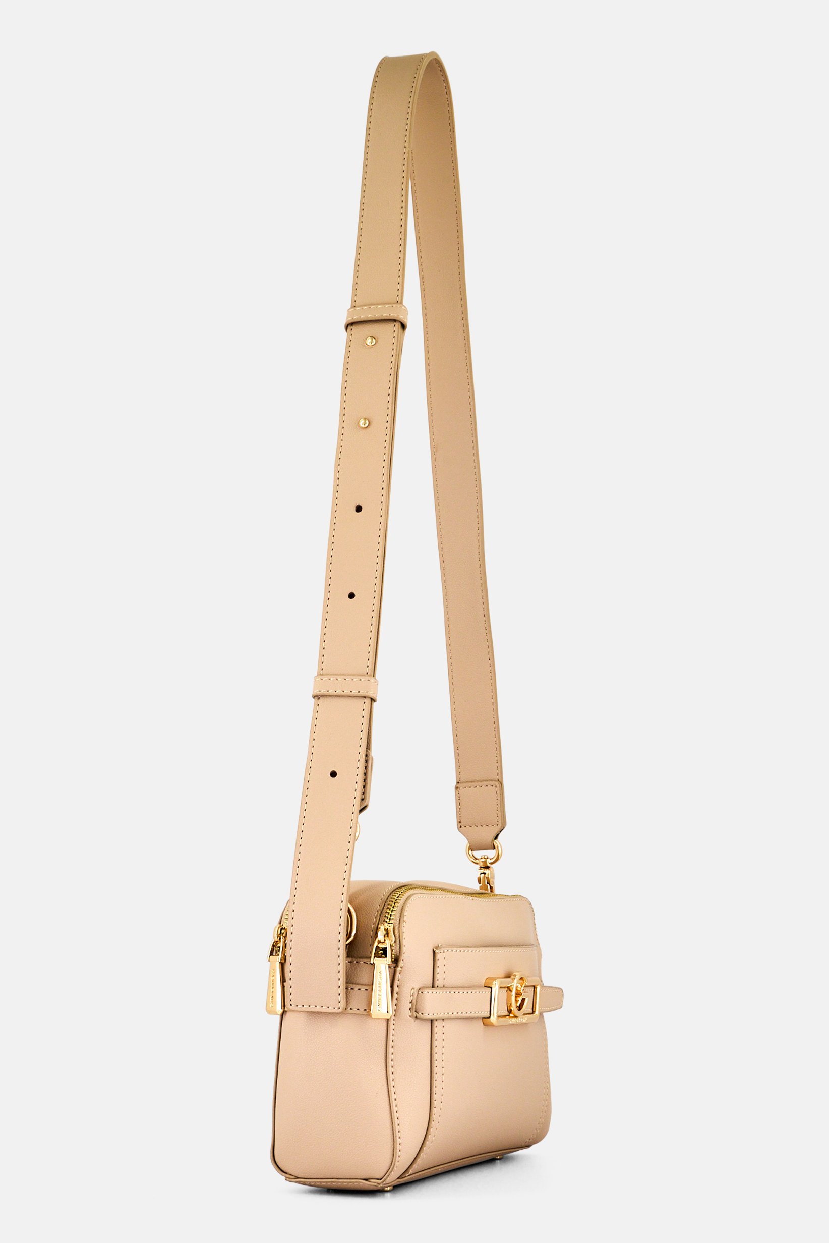 Women Brand Logo Cross Body Bag, Beige