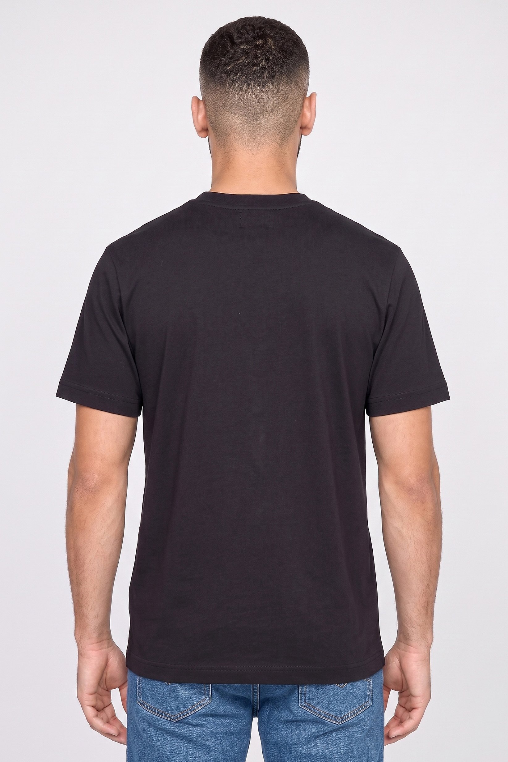 Men Crew Neck Short Sleeve Brand Logo T-Shirt, Black