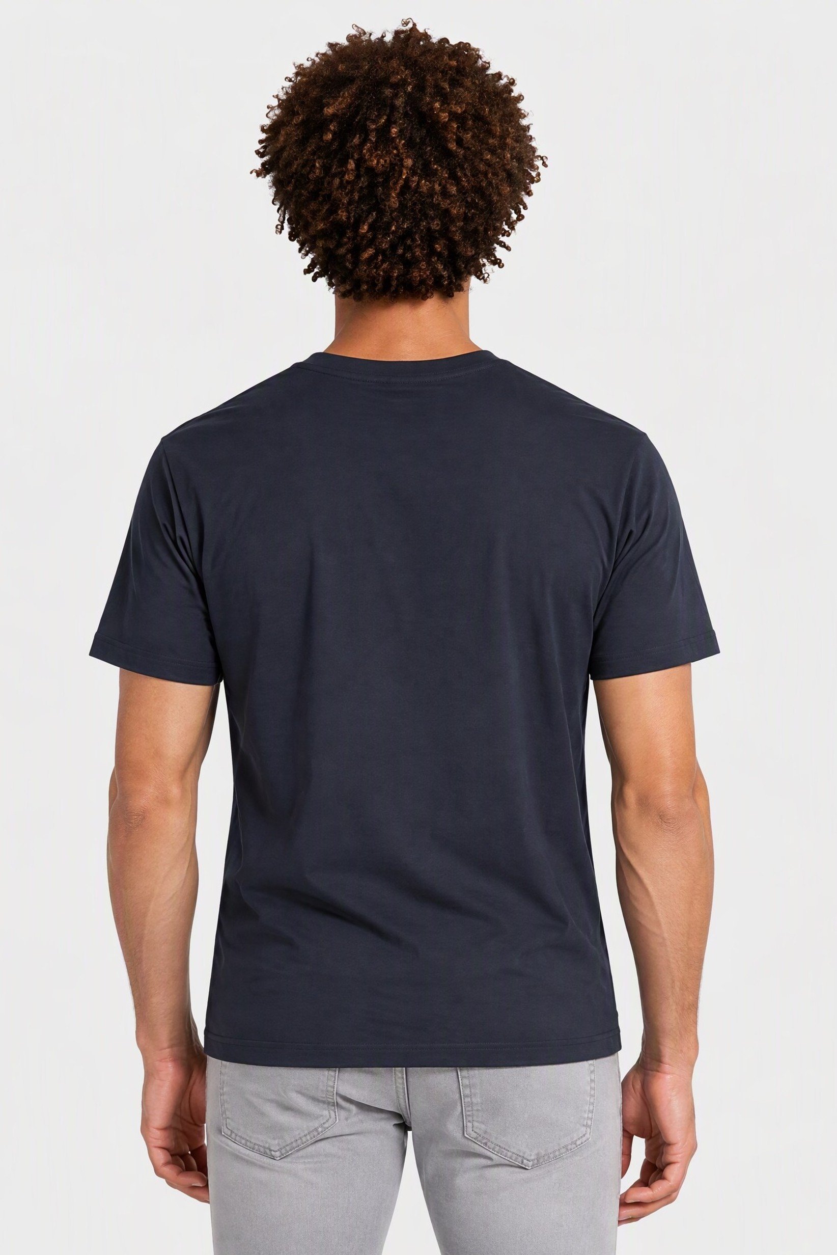 Men Crew Neck Short Sleeve Brand Logo T-Shirt, Dark Navy