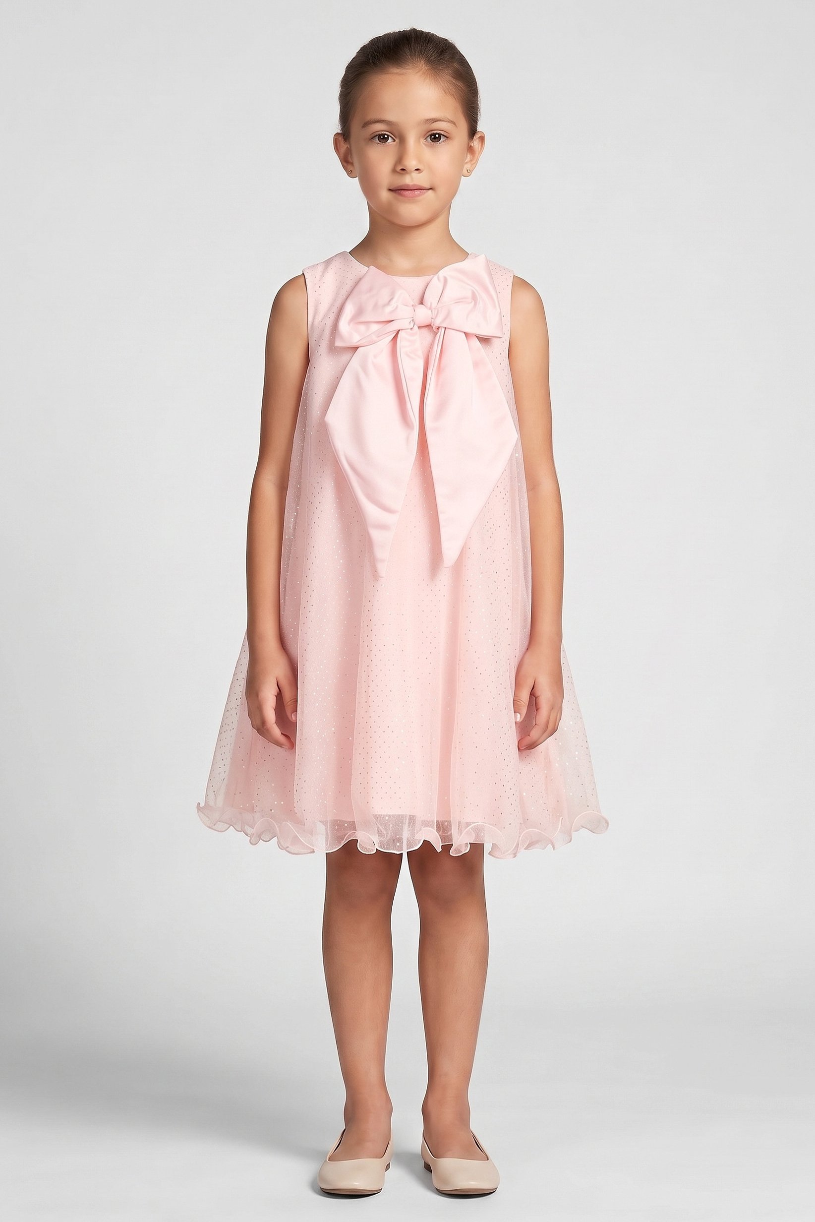 Kids Girl Metallic Dress, Light Pink