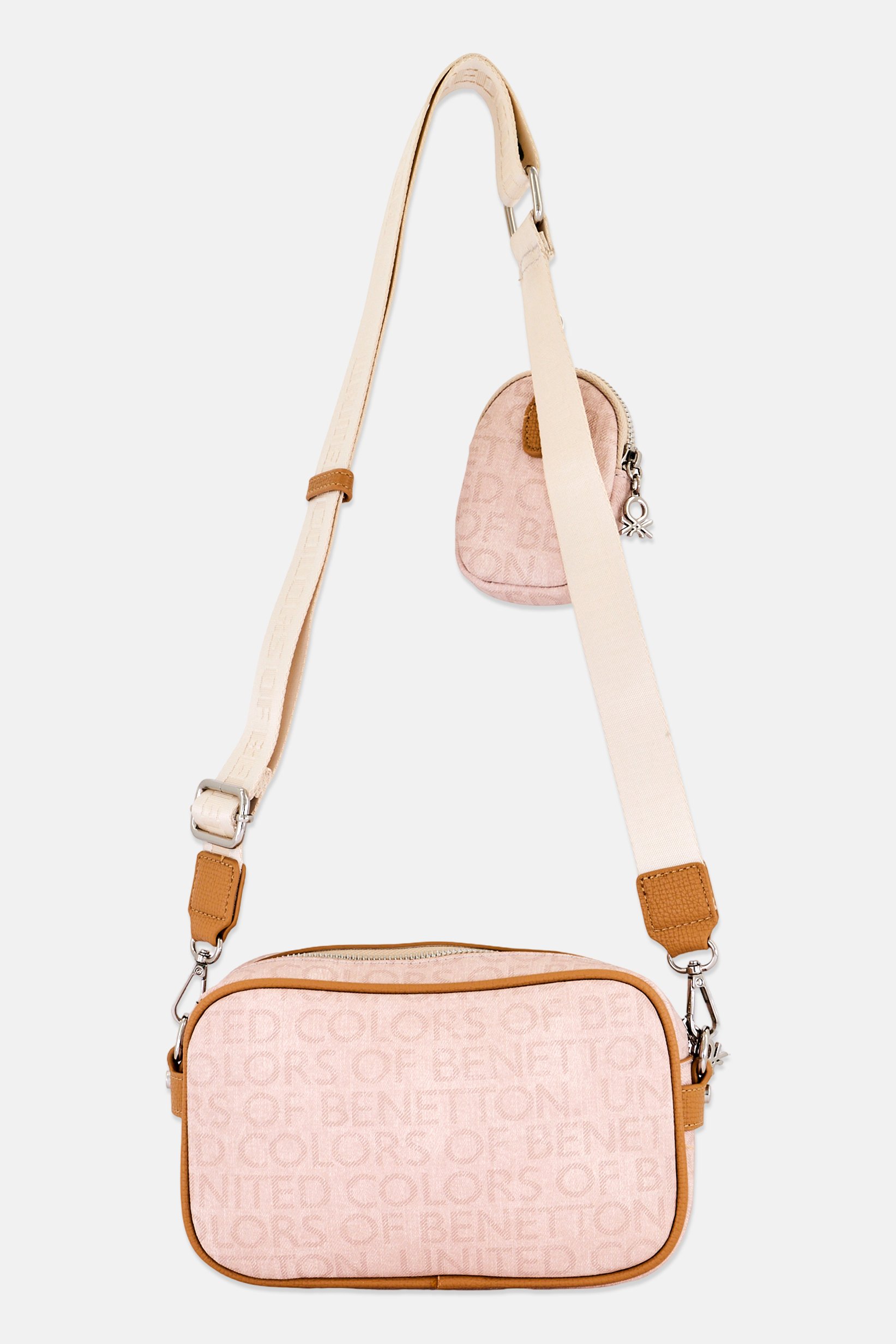 Women Monogram Pattern Cross Body Bag With Pouch, Beige