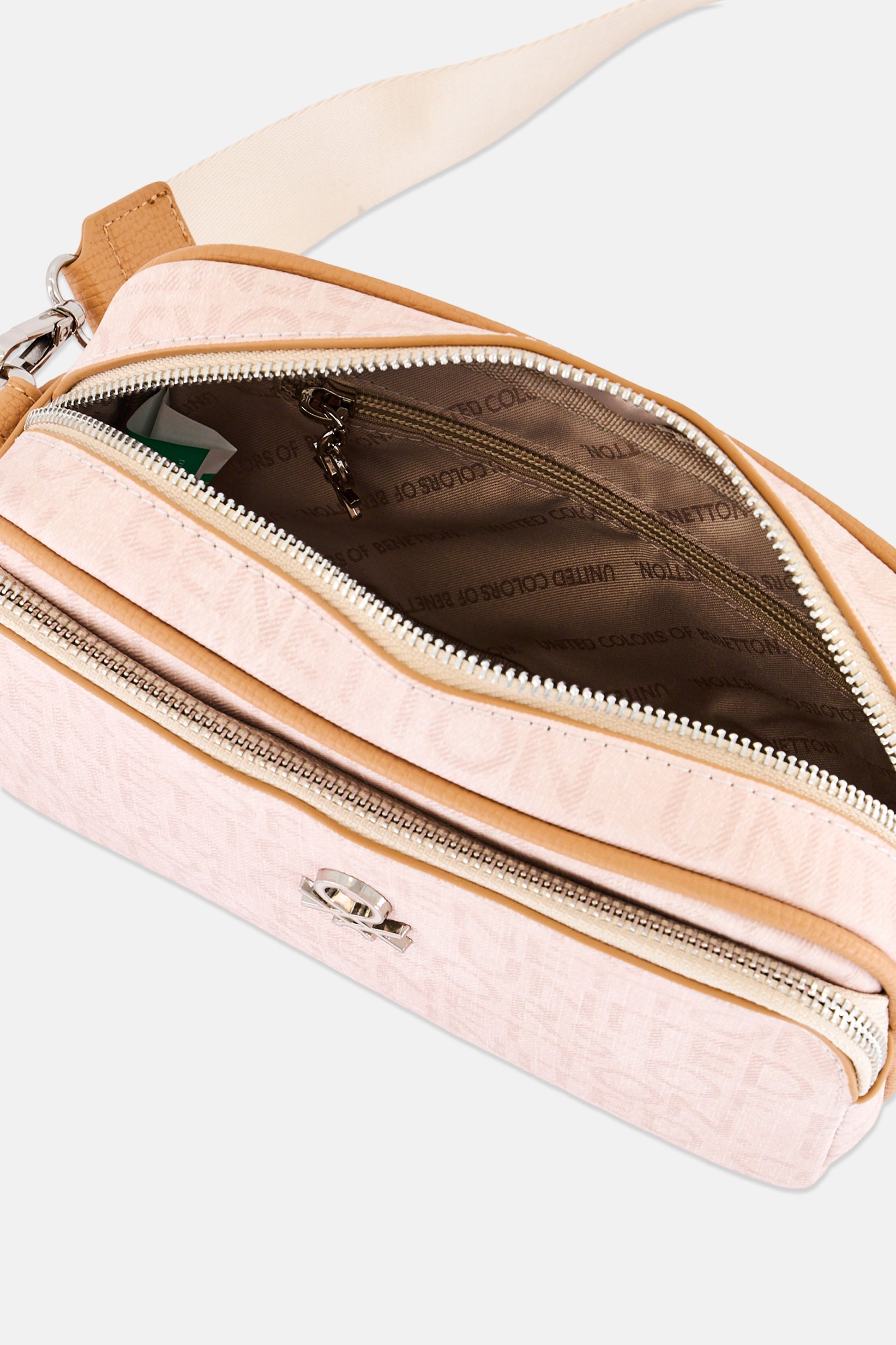 Women Monogram Pattern Cross Body Bag With Pouch, Beige