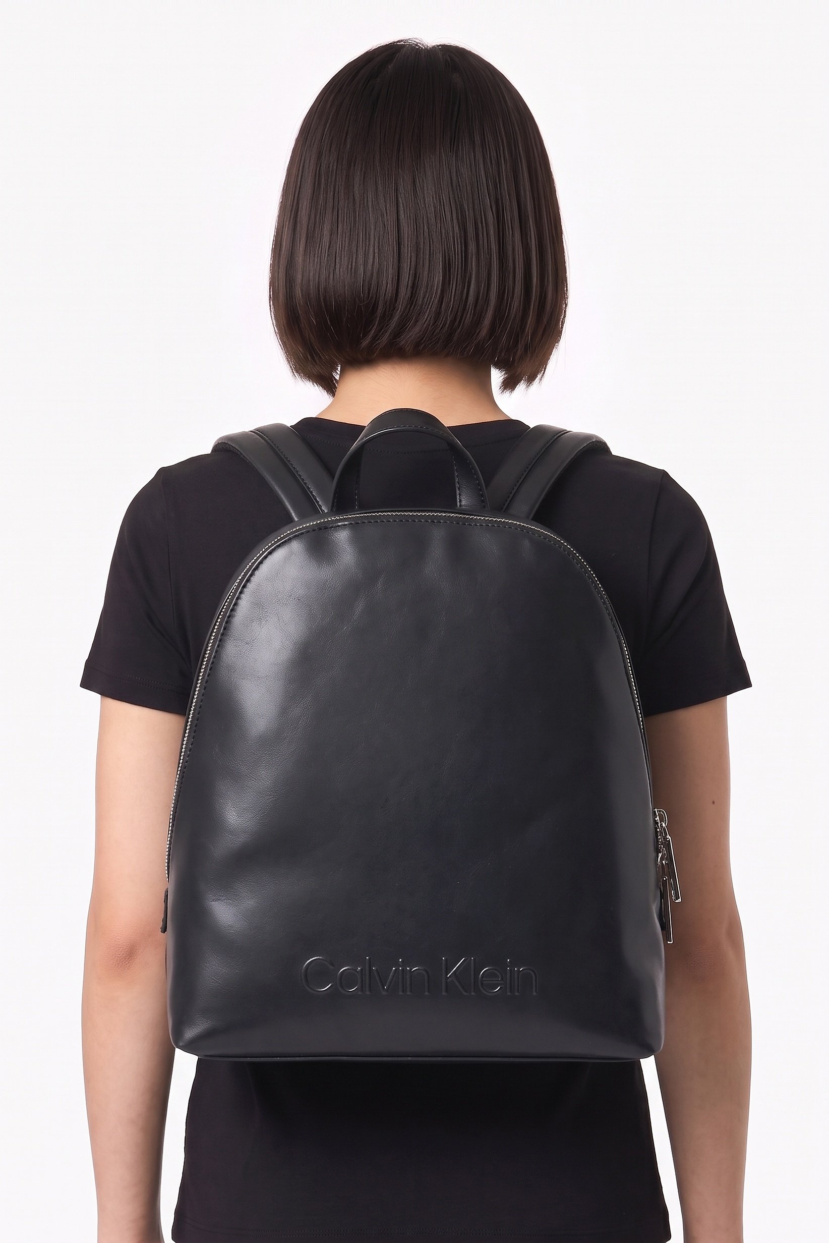 Women Embossed Logo Backpack, Black