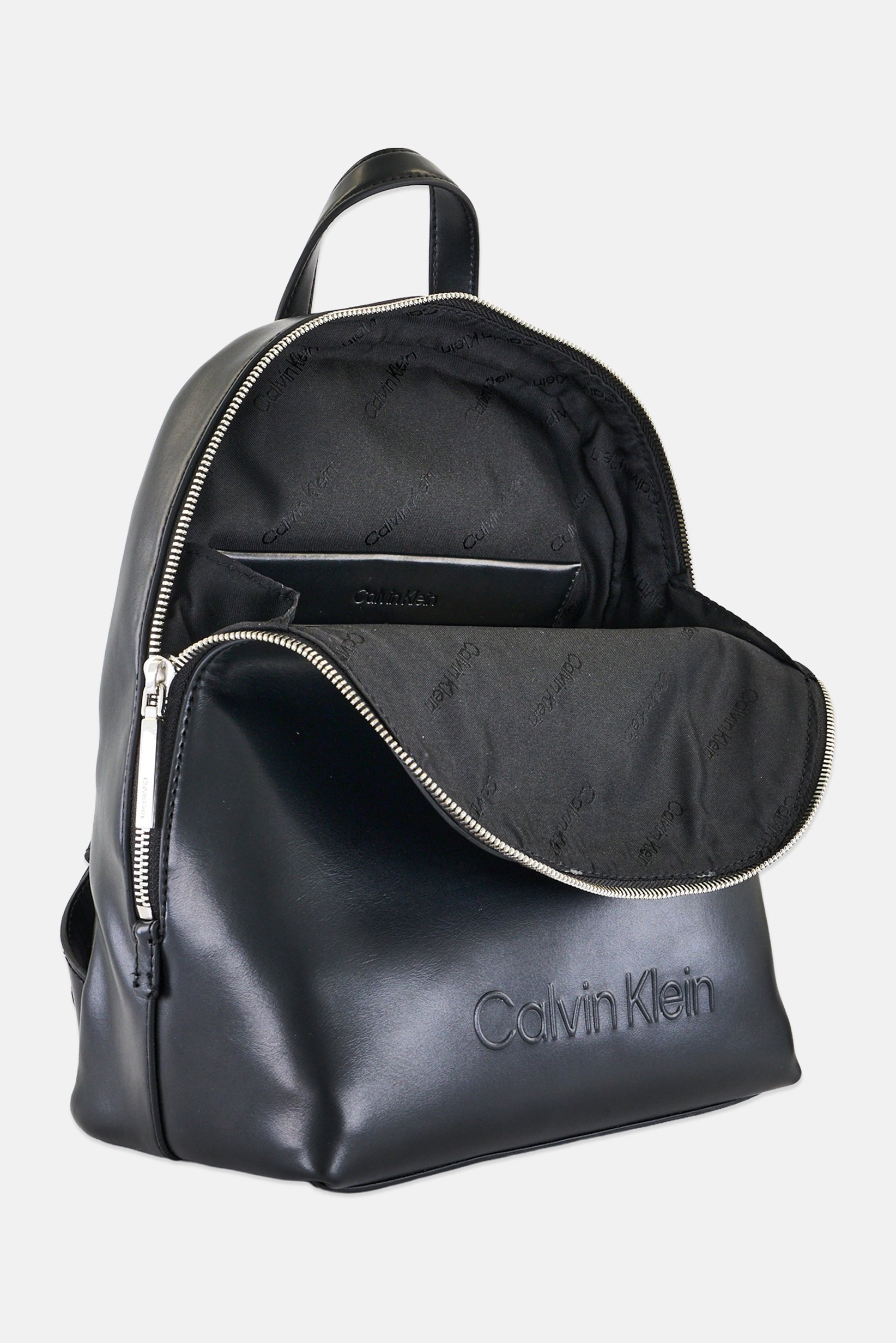 Women Embossed Logo Backpack, Black