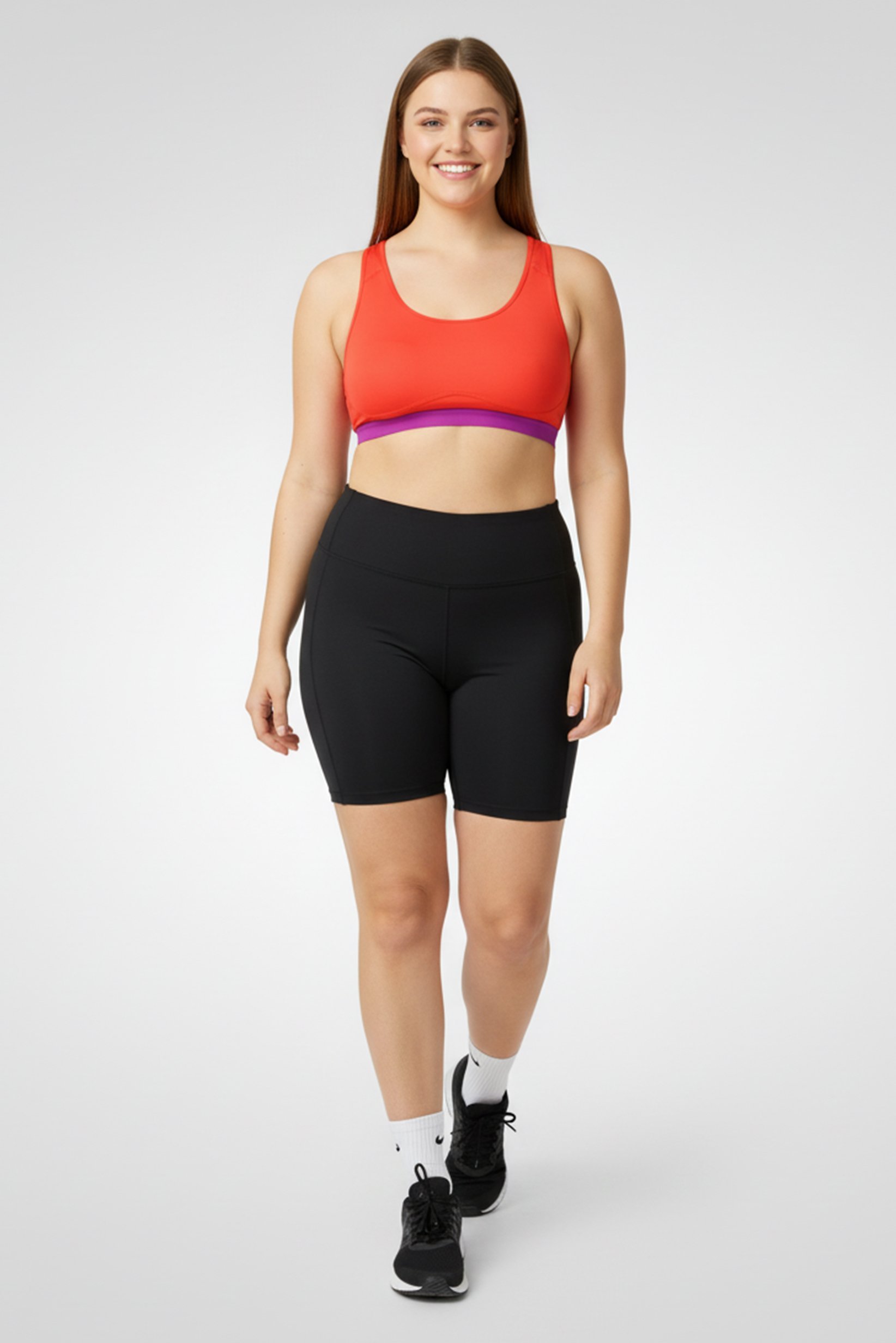 Women Brand Logo Non Padded Sports Bra, Red