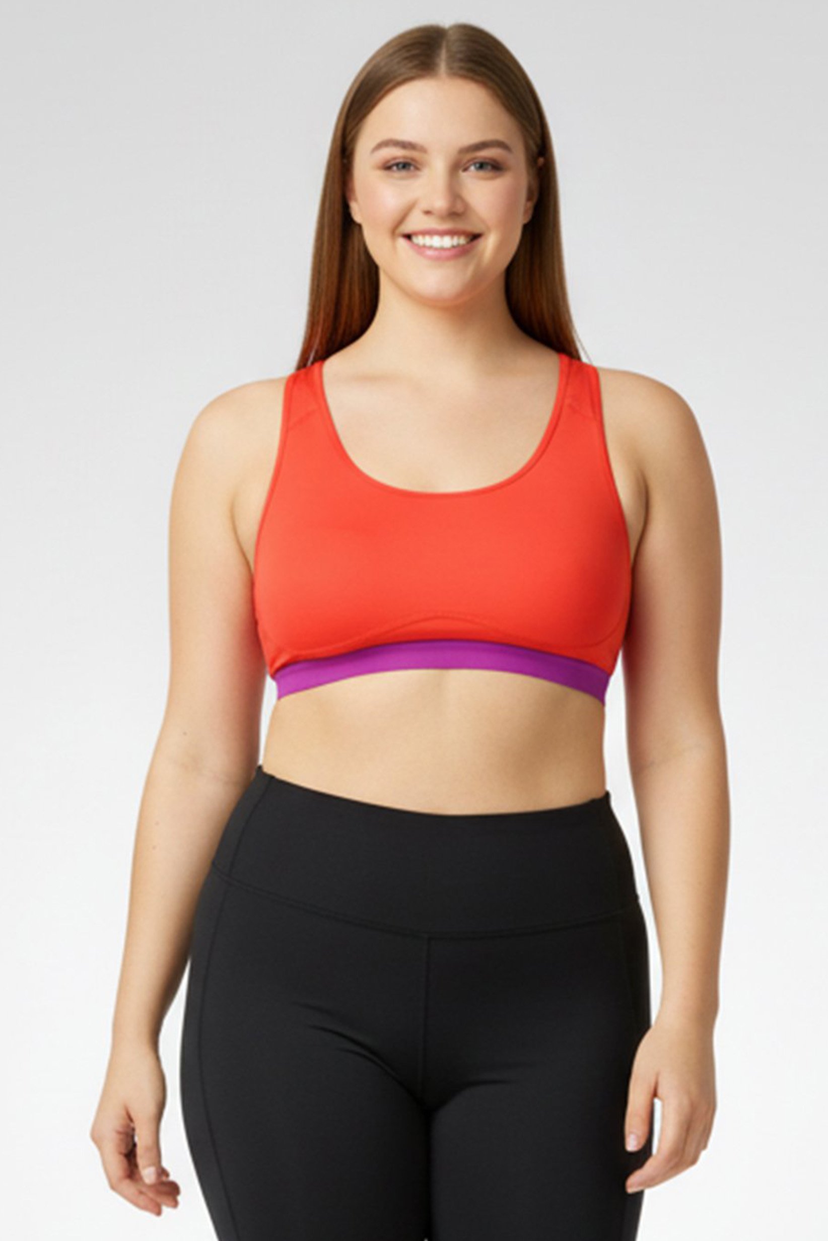 Women Brand Logo Non Padded Sports Bra, Red