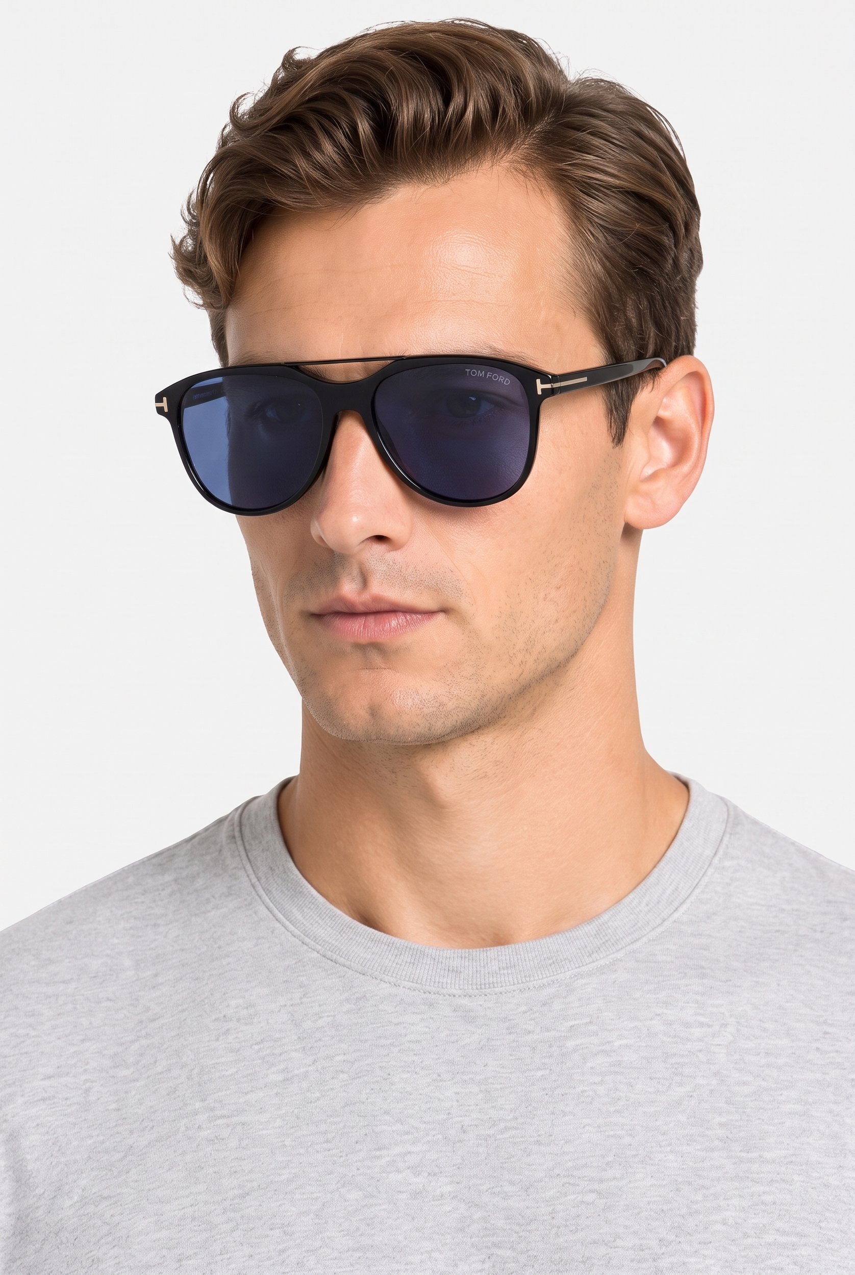 Men FT109801V54 Aviator Sunglasses, Black