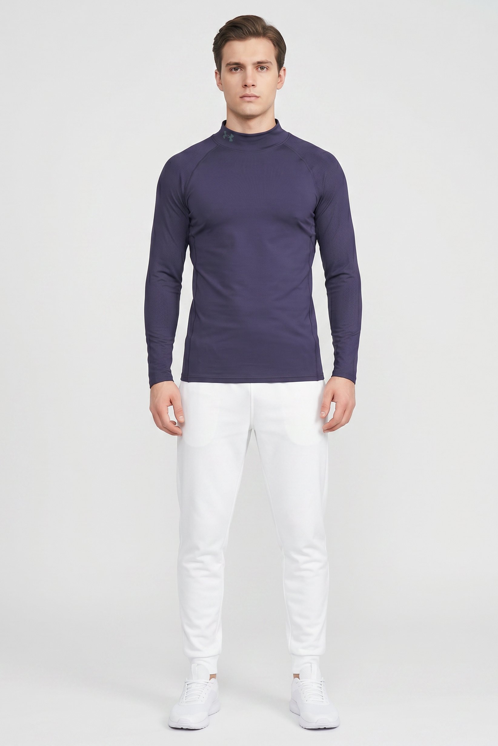 Men Fitted Long Sleeve Training T-Shirt,  Dark Purple