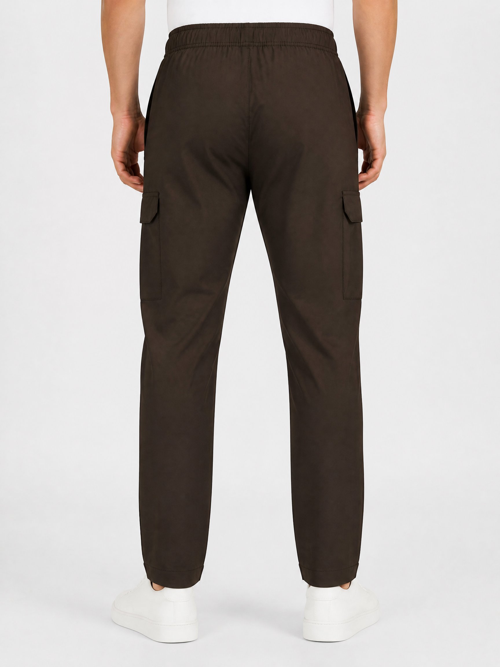 Men Regular Fit Plain Straight Leg Pants, Dark Olive