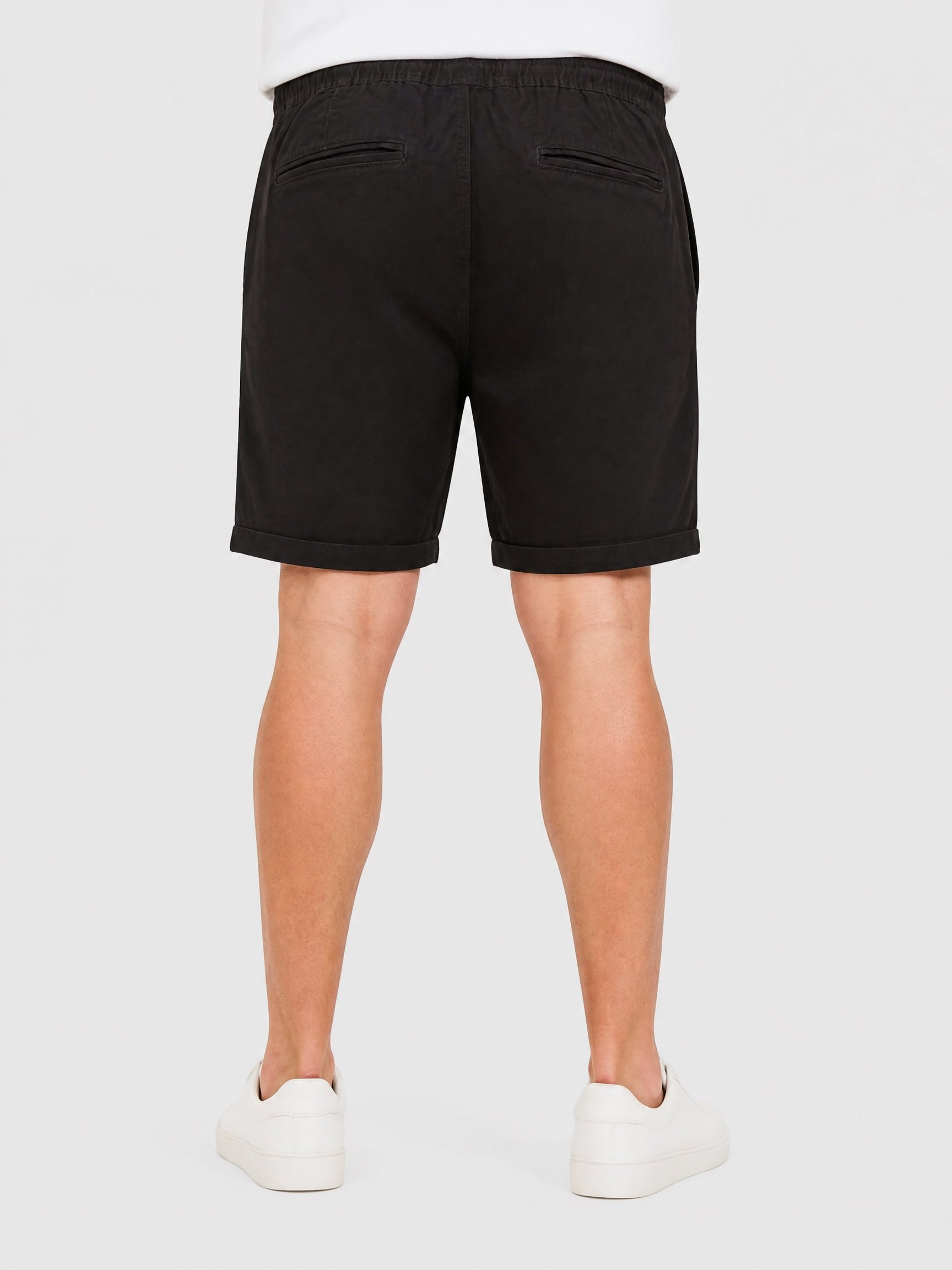 Men Solid Denim Shorts, Black