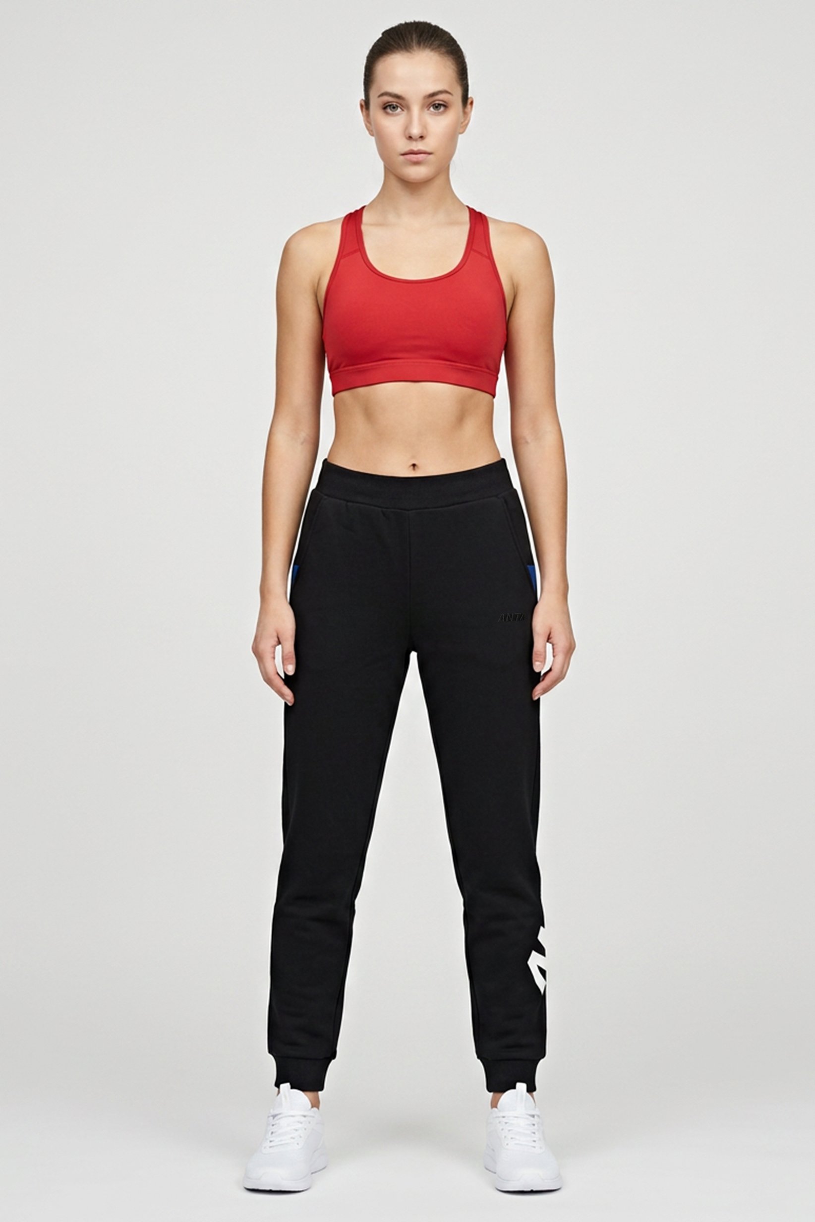 Women Sportswear Fit Drawstring Training Track Pants, Black