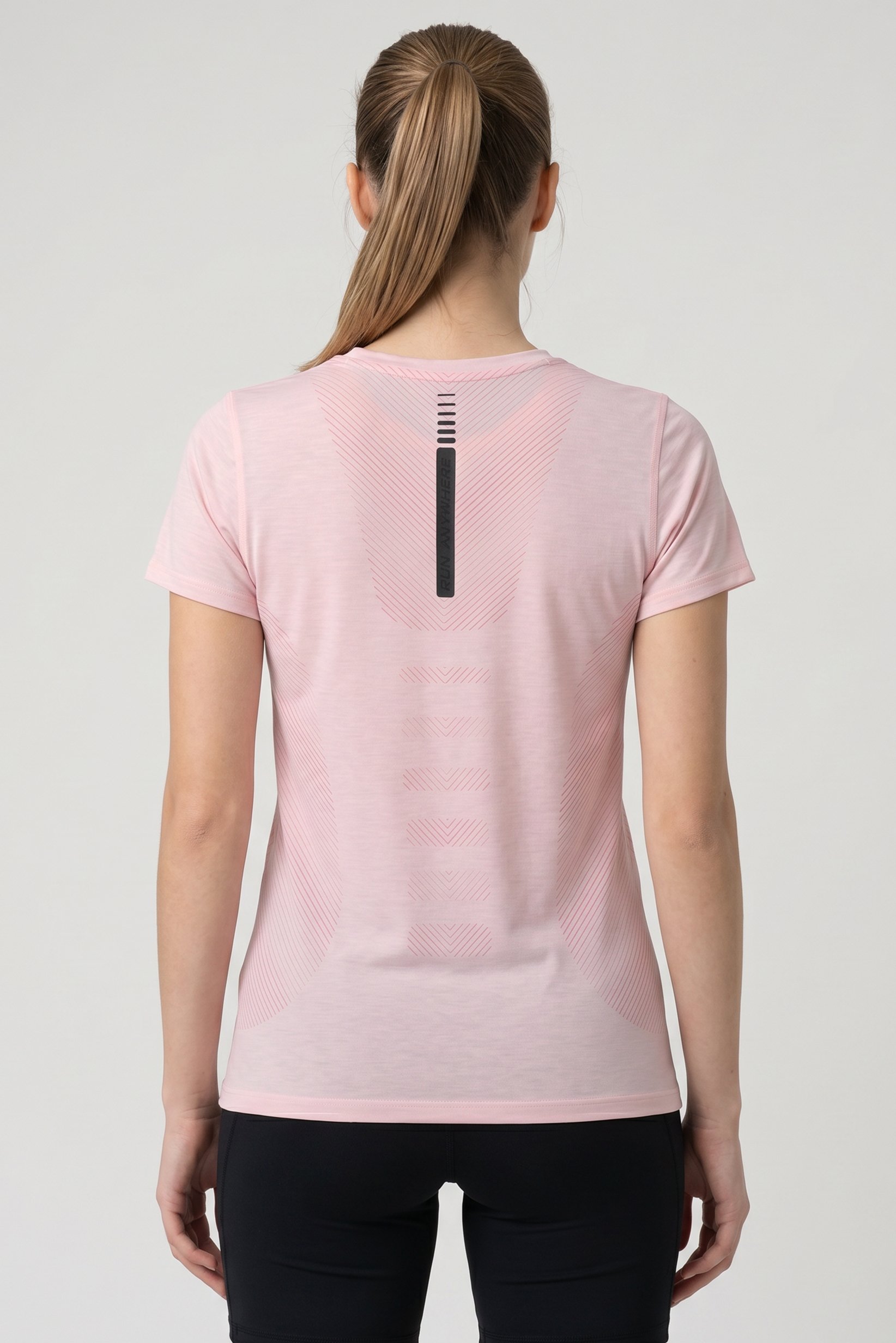 Women Fitted Short Sleeve Running T-Shirt, Pink