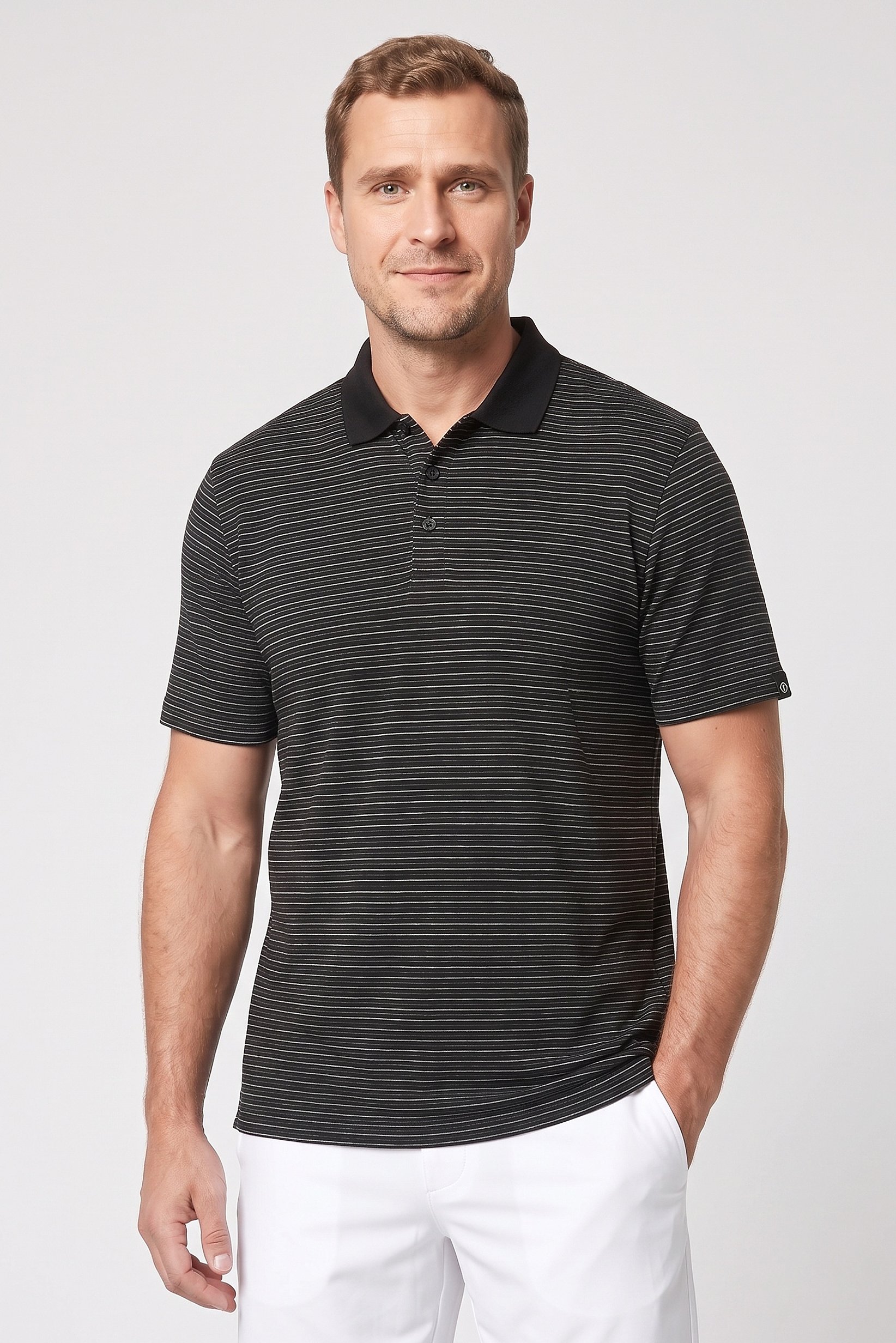 Men Regular Fit Short Sleeve Training Polo Shirt, Black