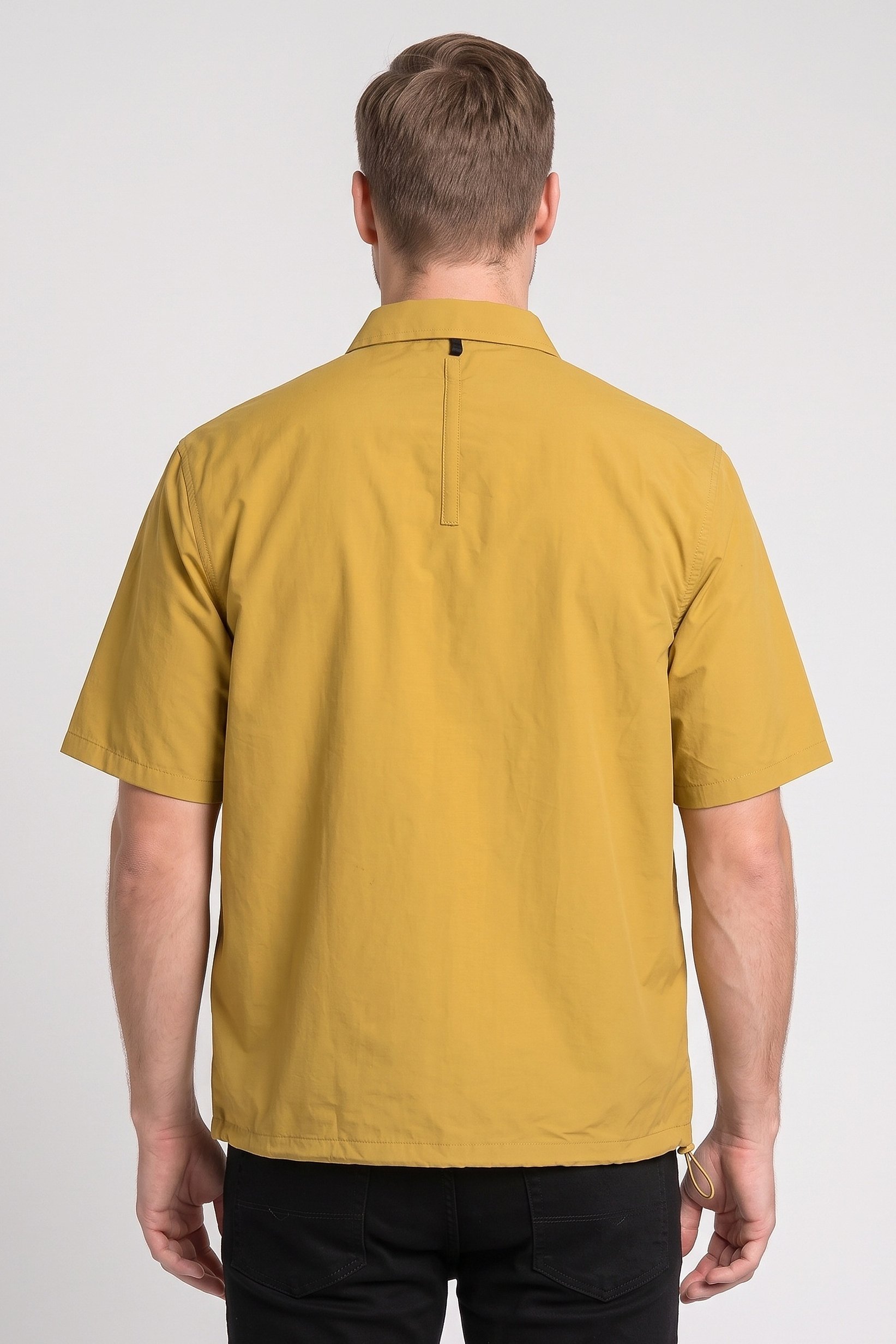Men Boxy Fit Short Sleeve Outdoor Jackets Shirt, Light Olive
