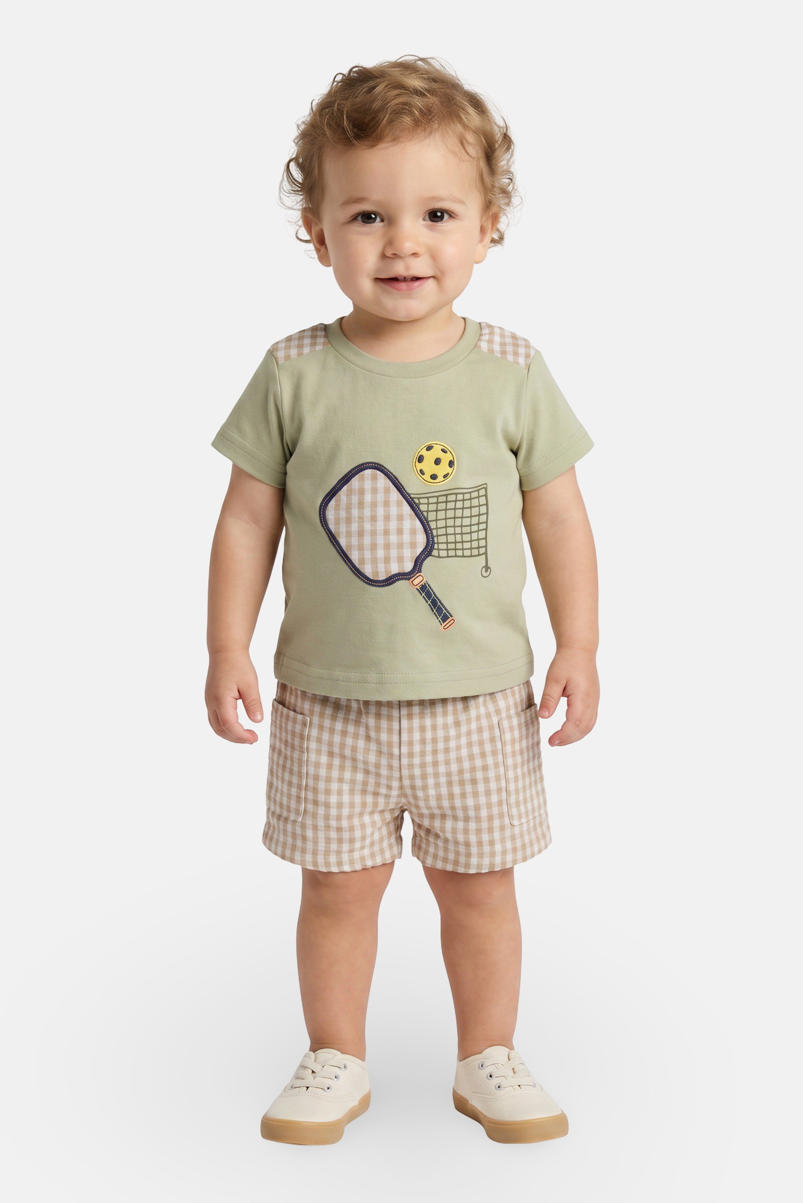 Toddlers Boy 2 Pcs Checkered T-Shirt And Shorts Set, Multicolor