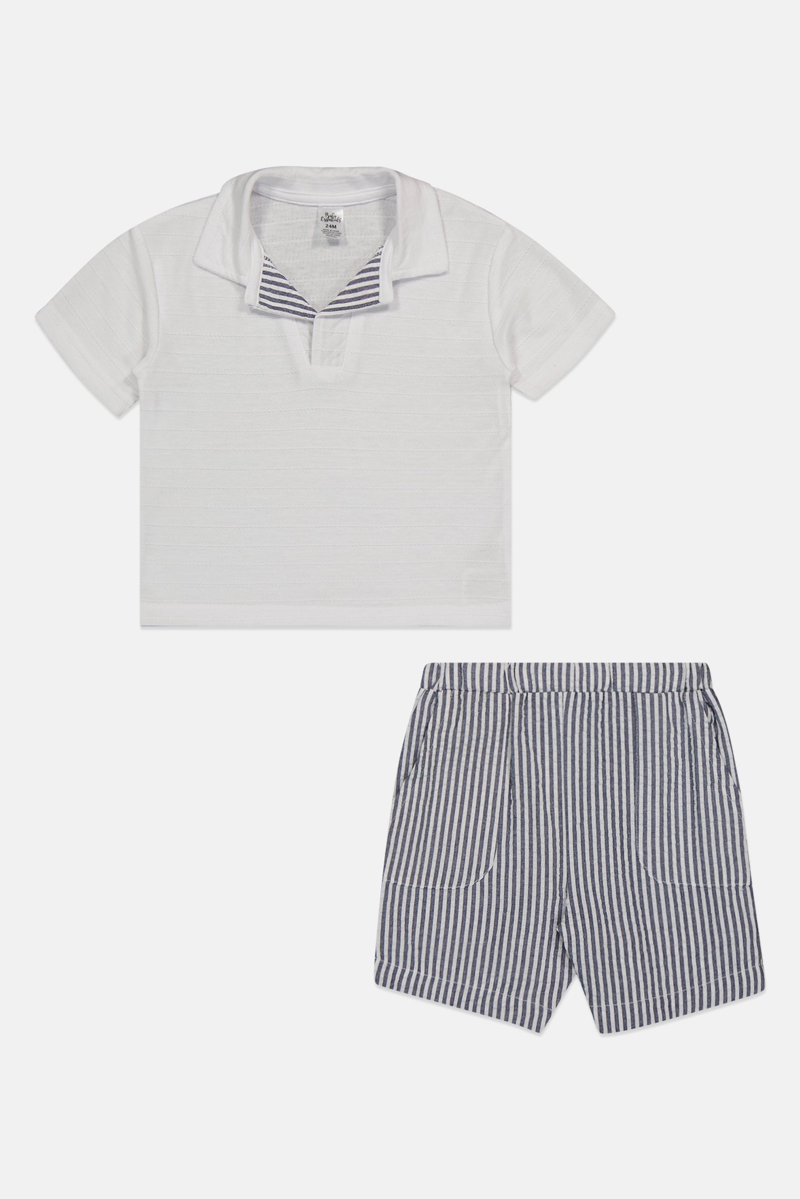 Toddlers Boy 2 Pcs Stripe Polo Shirt And Shorts Set, Multicolor