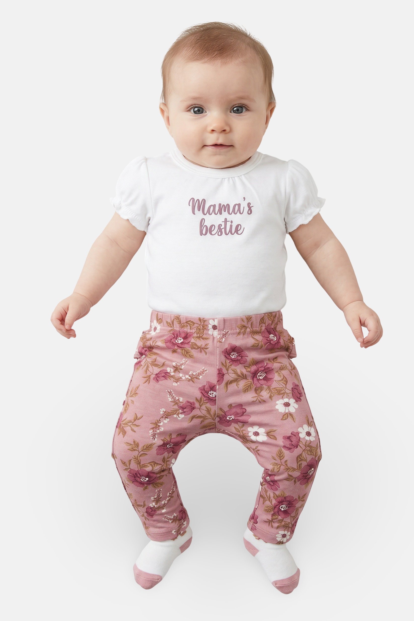 Toddlers Girl 4 Pcs Embroidered Bodysuit And Pants With Headband And Socks Set, Multicolor