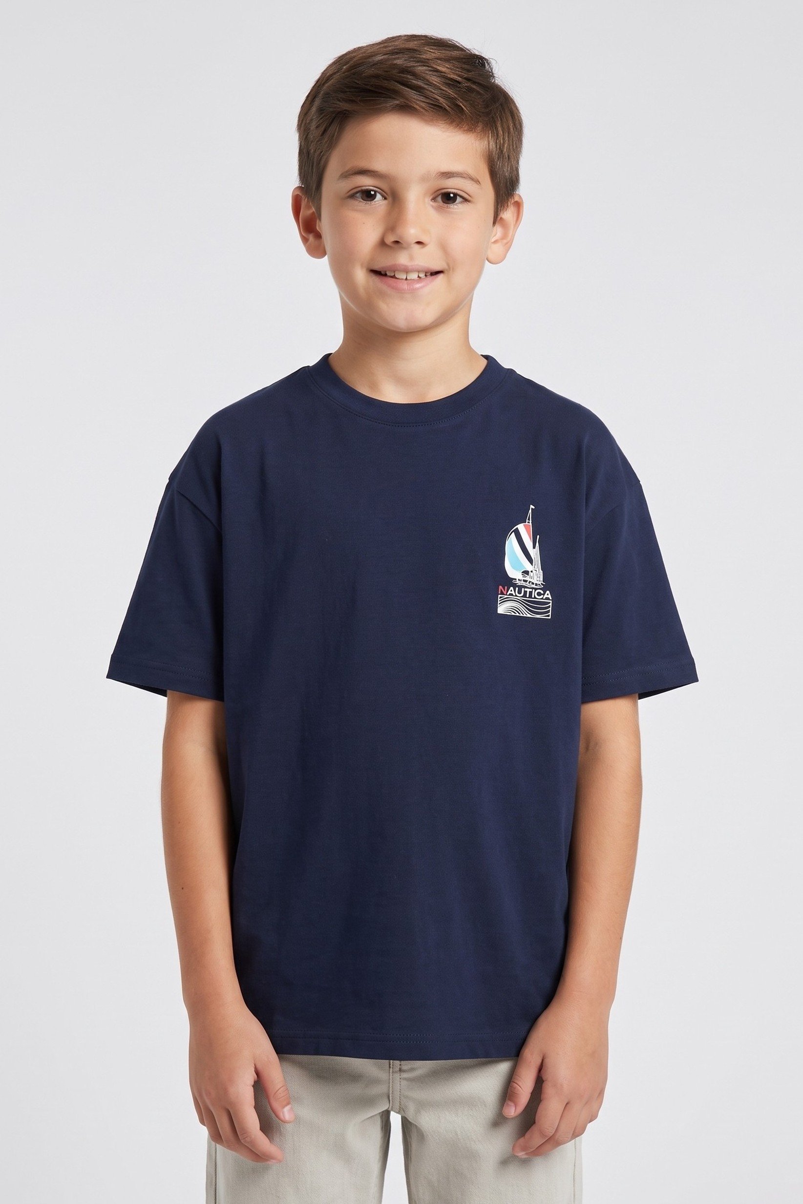 Kids Boy Crew Neck Short Sleeve Graphic Print T-Shirt, Navy