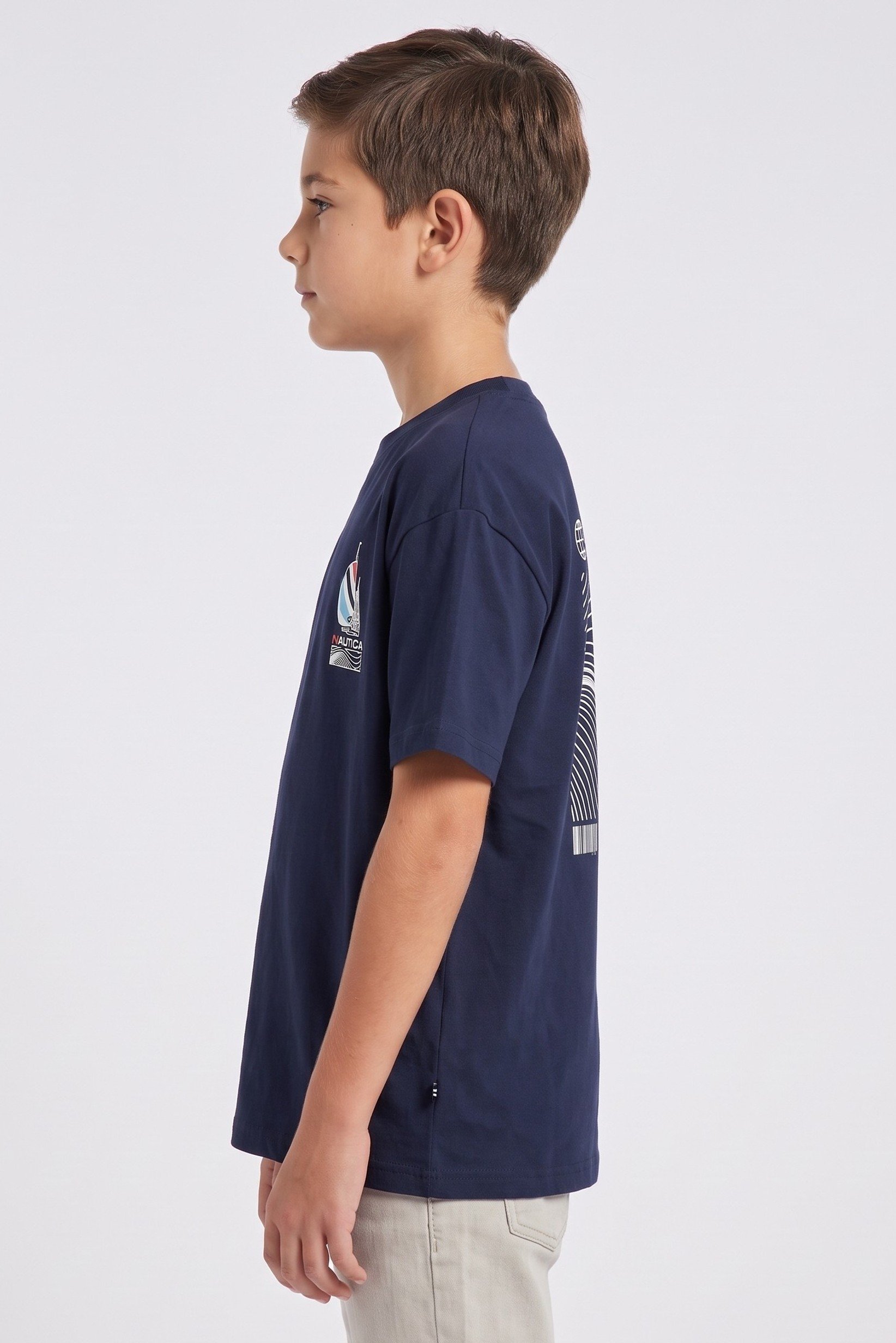 Kids Boy Crew Neck Short Sleeve Graphic Print T-Shirt, Navy