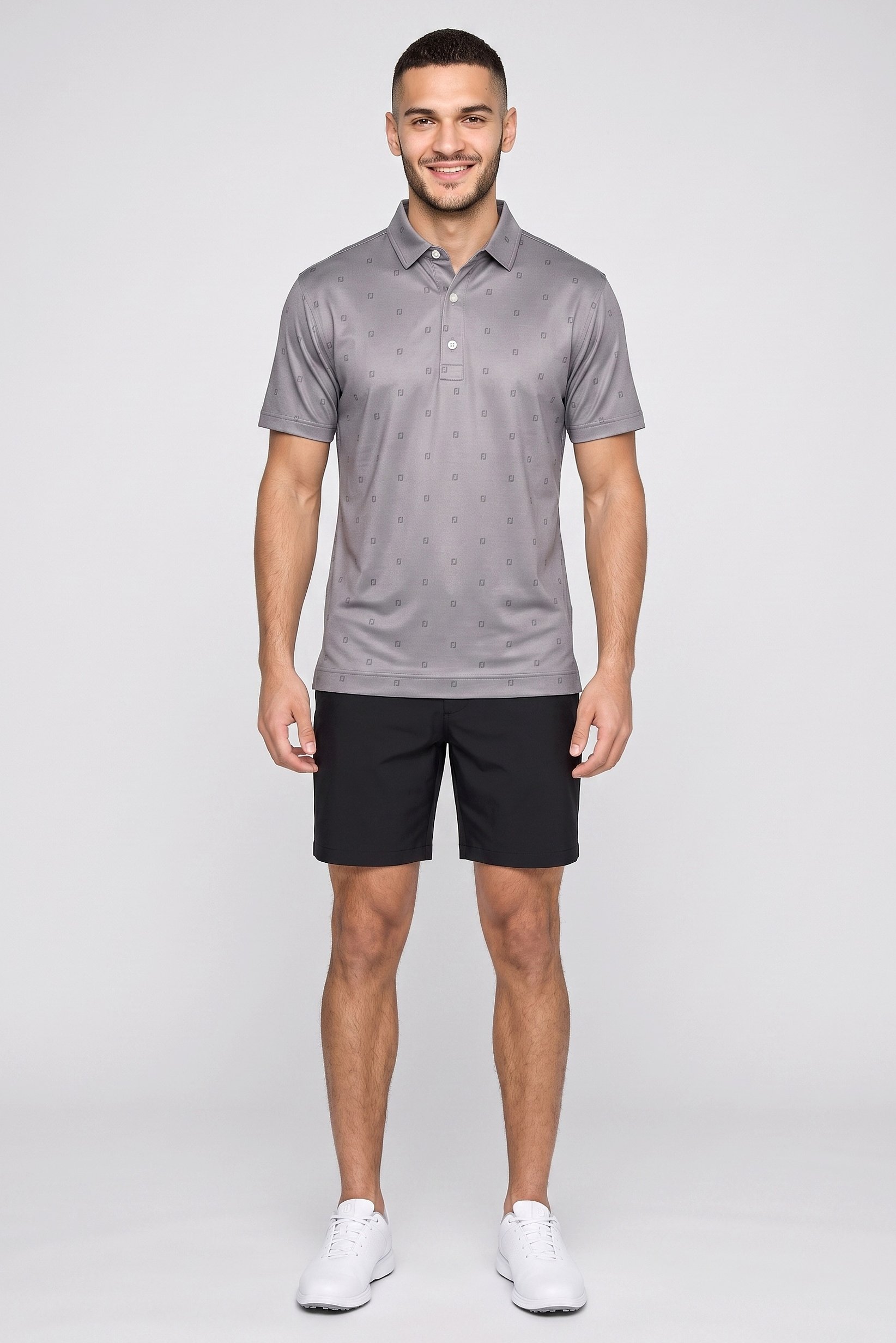 Men Athletic Fit Short Sleeve Golf Polo Shirt, Grey