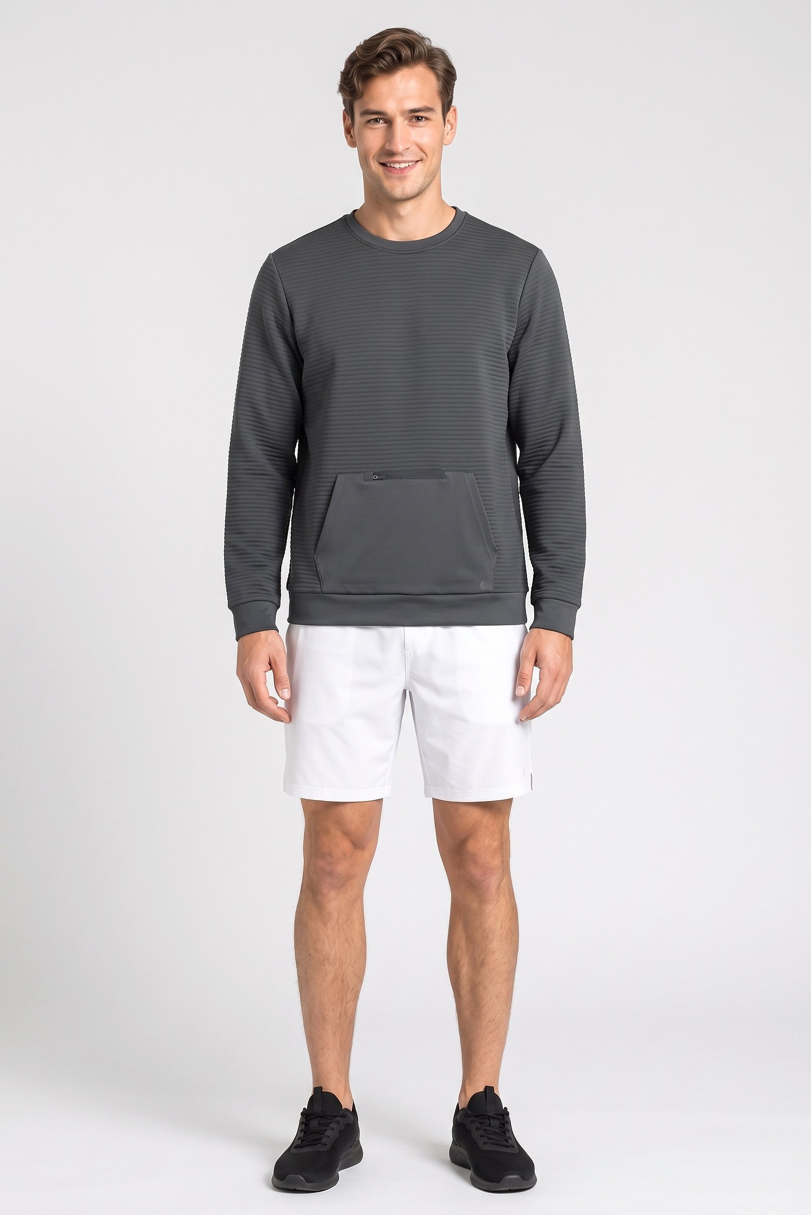 Men Sportswear Fit Long Sleeve Outdoor Sweatshirt, Dark Sage Green