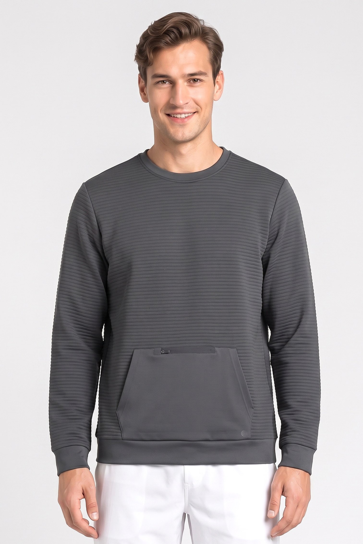 Men Sportswear Fit Long Sleeve Outdoor Sweatshirt, Dark Sage Green