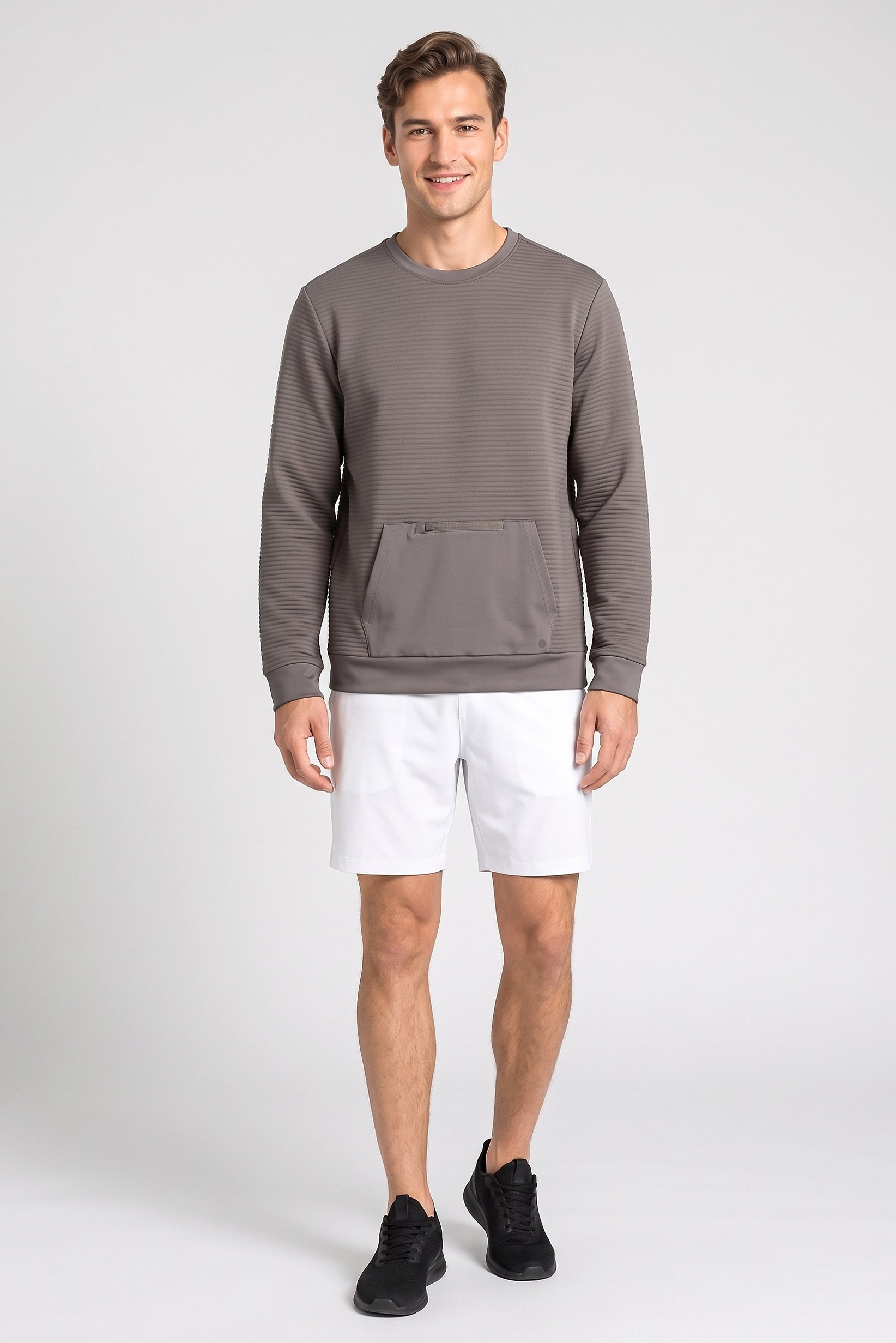 Men Sportswear Fit Long Sleeve Outdoor Sweatshirt, Dark Grey