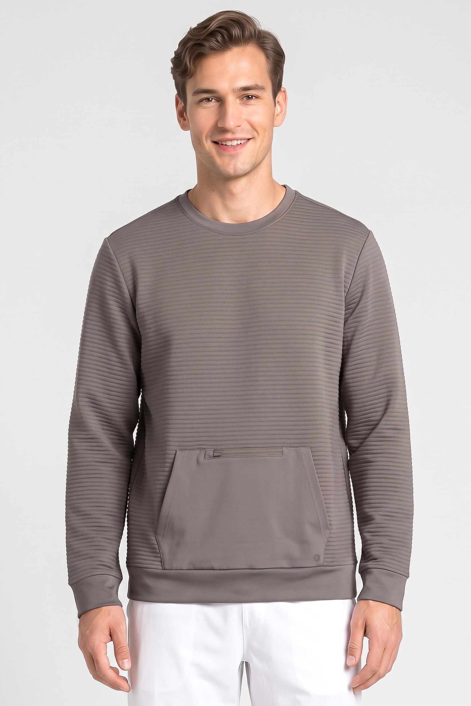 Men Sportswear Fit Long Sleeve Outdoor Sweatshirt, Dark Grey