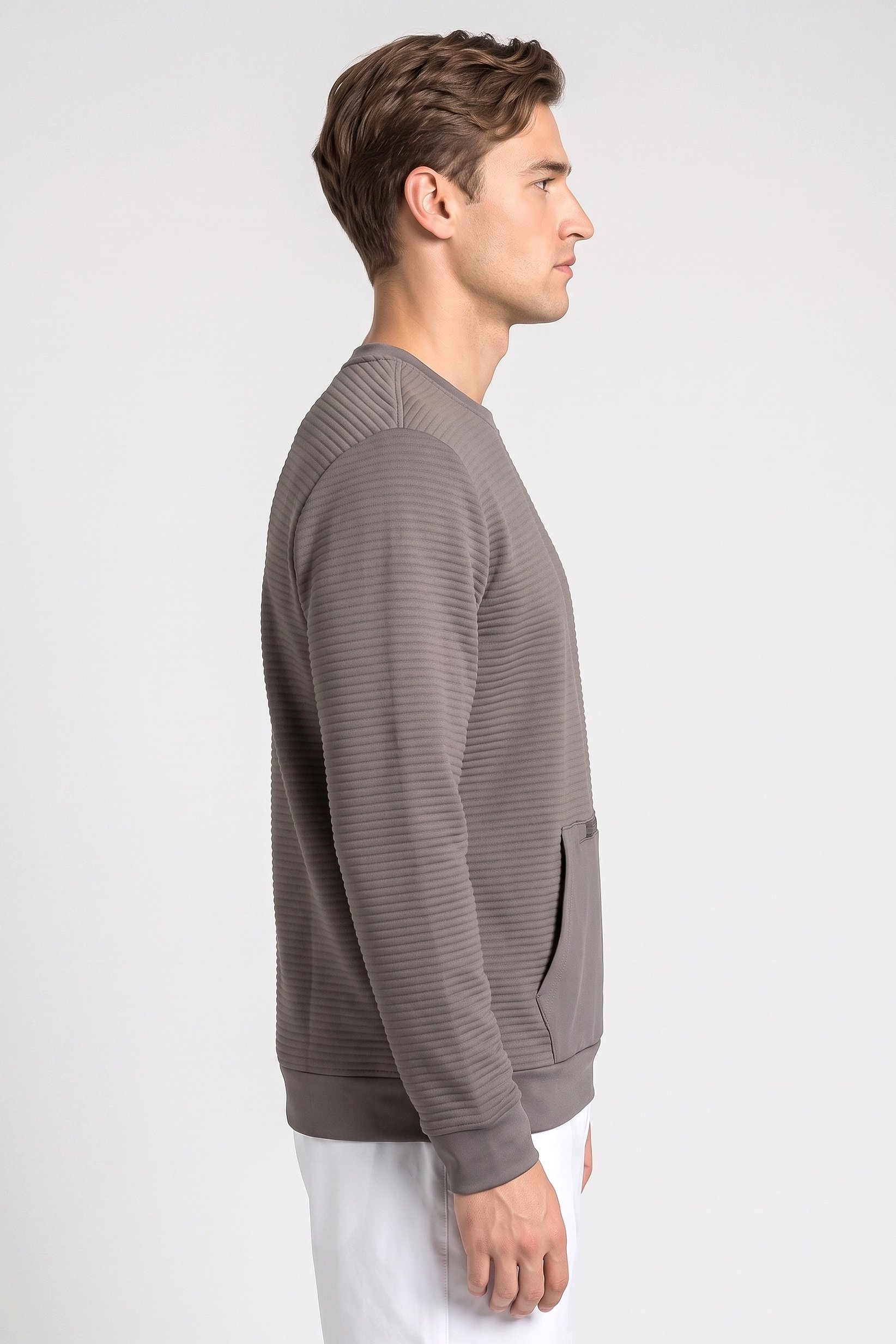 Men Sportswear Fit Long Sleeve Outdoor Sweatshirt, Dark Grey