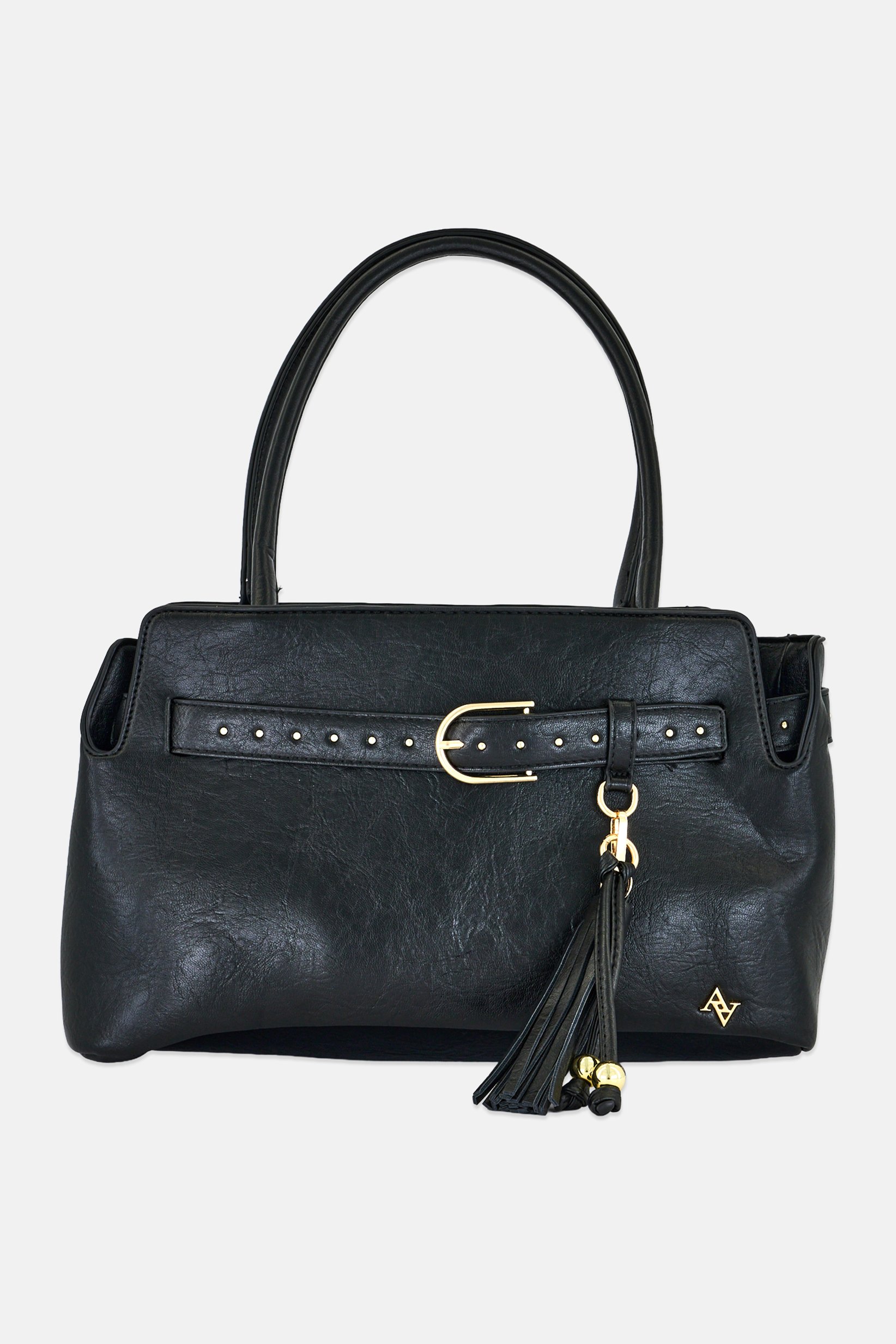 Women Brand Logo Shoulder Bag, Black
