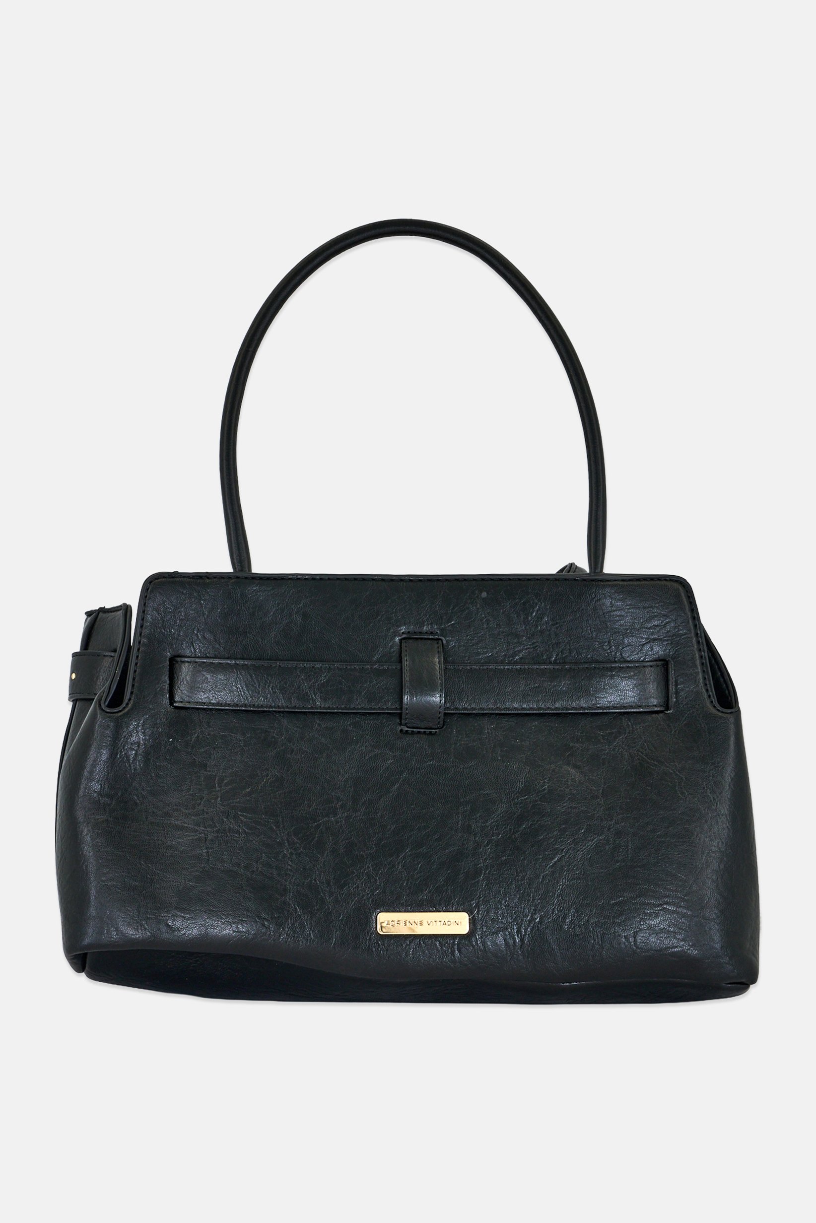 Women Brand Logo Shoulder Bag, Black