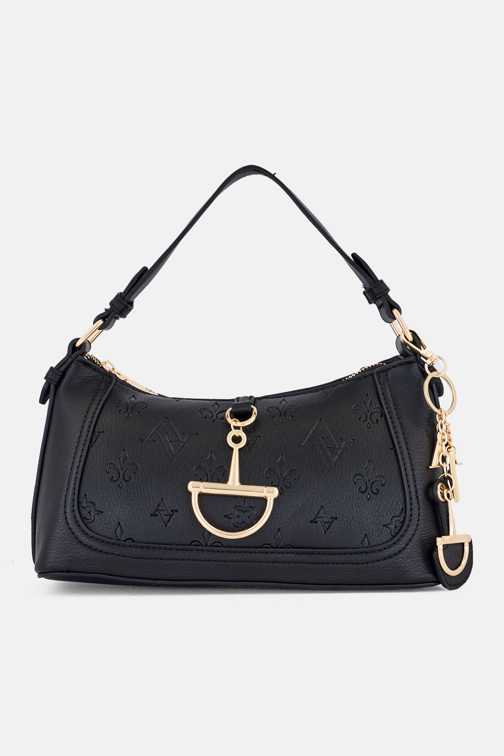 Women Monogram Zip-Top Mini Shoulder Bag, Black