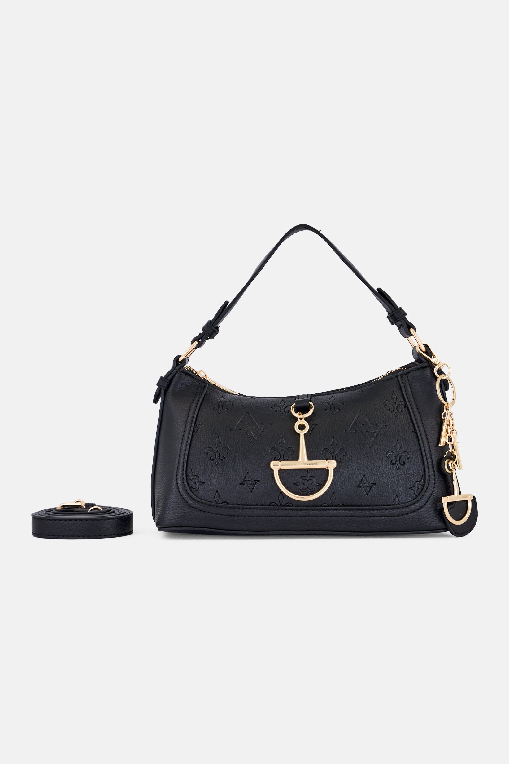 Women Monogram Zip-Top Mini Shoulder Bag, Black