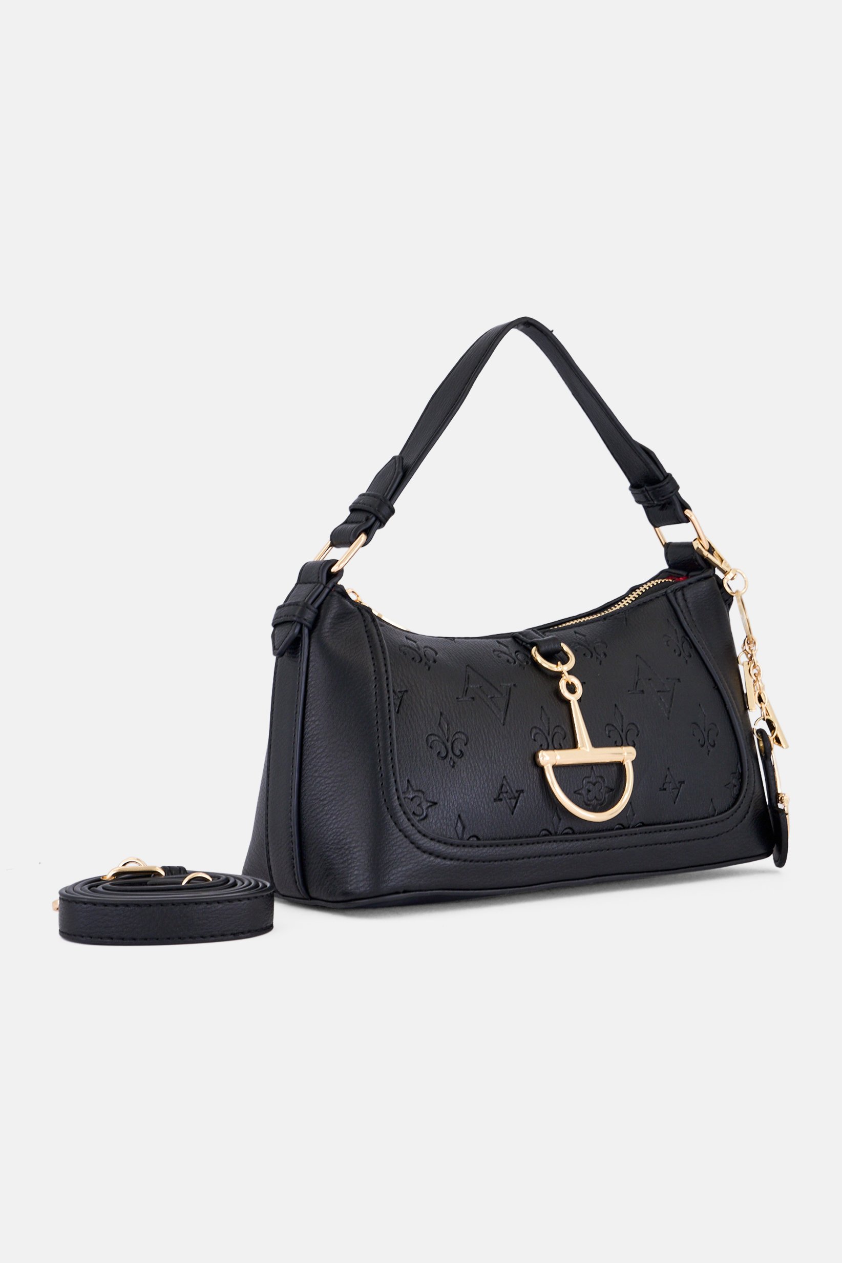 Women Monogram Zip-Top Mini Shoulder Bag, Black