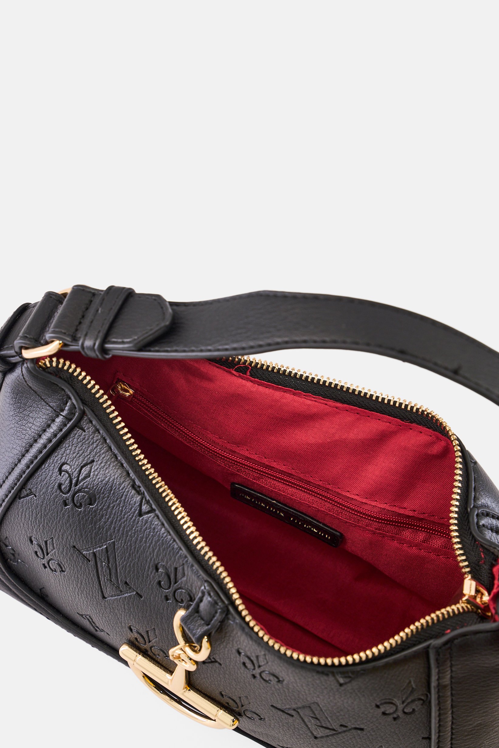 Women Monogram Zip-Top Mini Shoulder Bag, Black