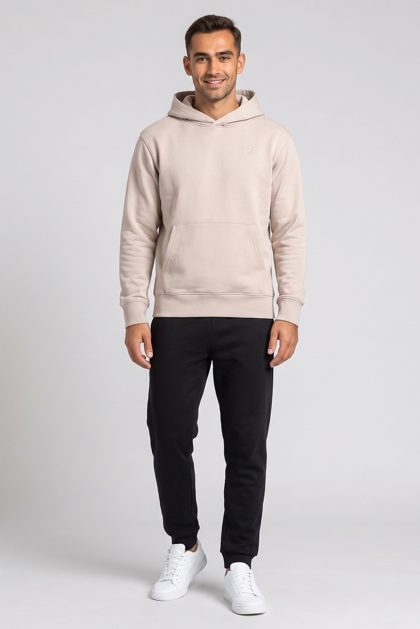 Men Sportswear Fit Long Sleeve Outdoor Hoodie, Dark Beige